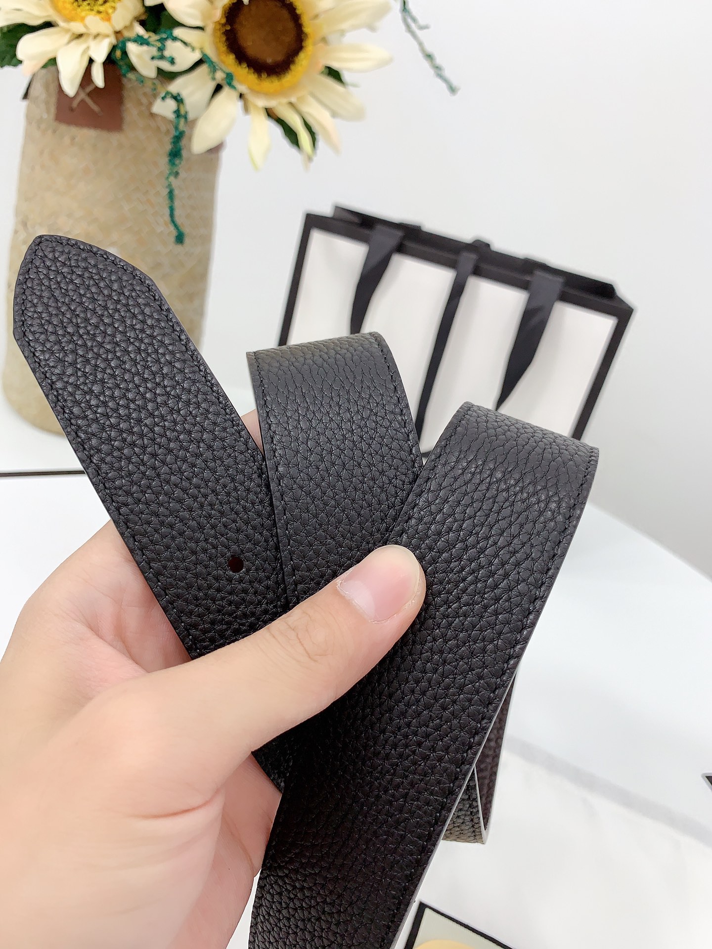 Basic Belt Cow Leather Black M