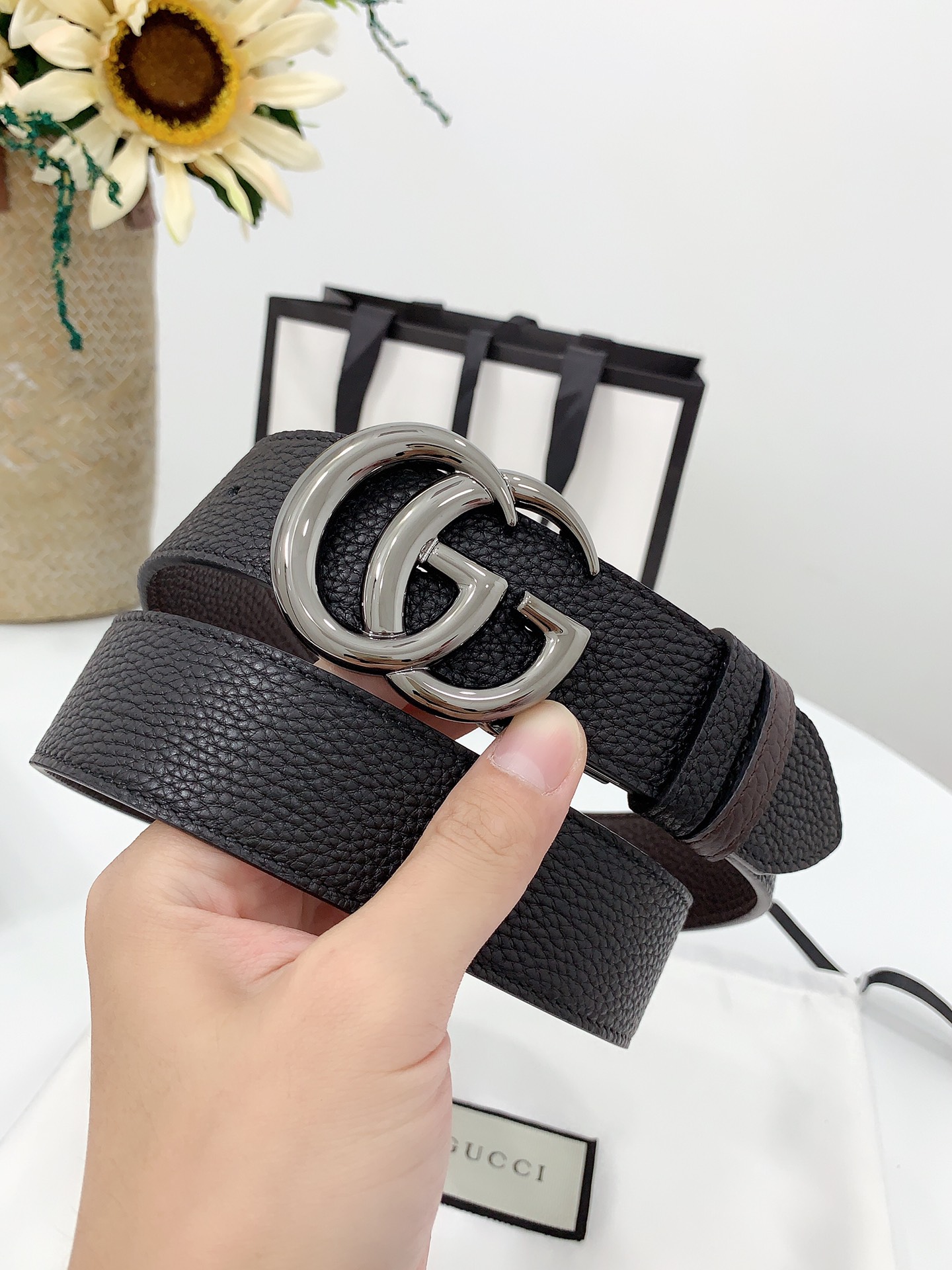 Basic Belt Cow Leather Black M