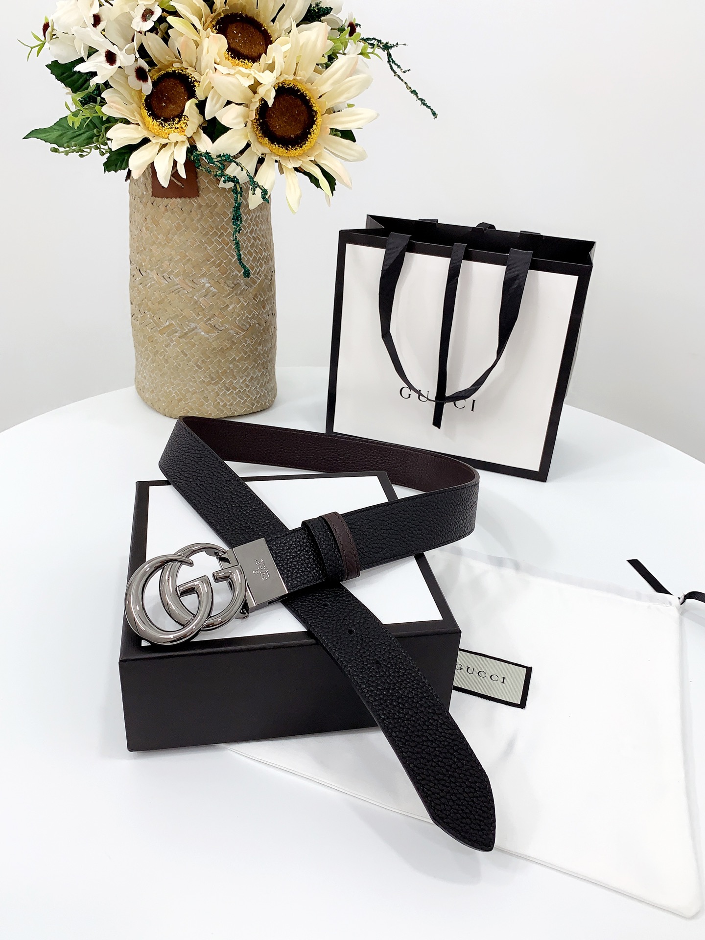 Basic Belt Cow Leather Black M