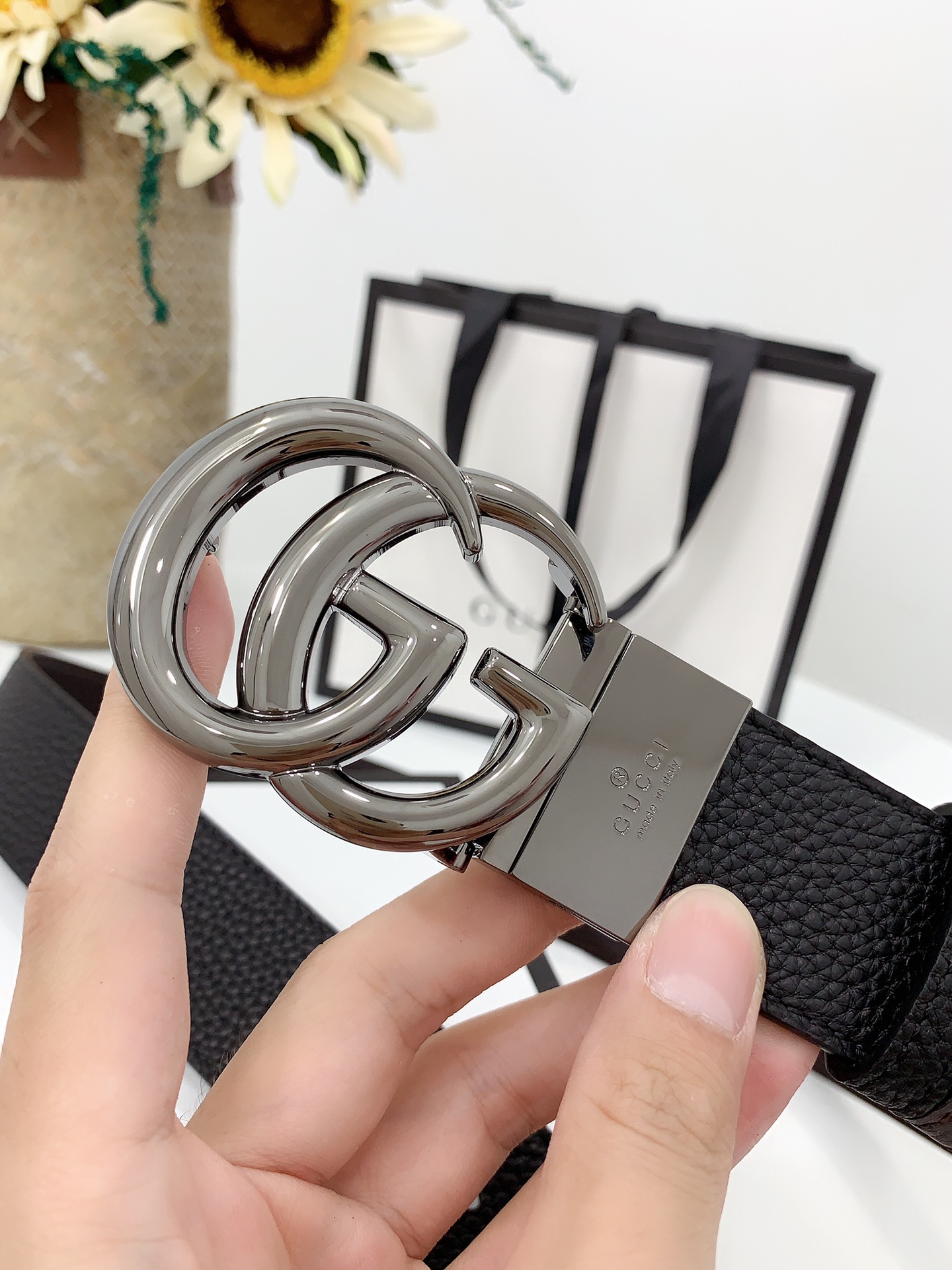 Basic Belt Cow Leather Black M