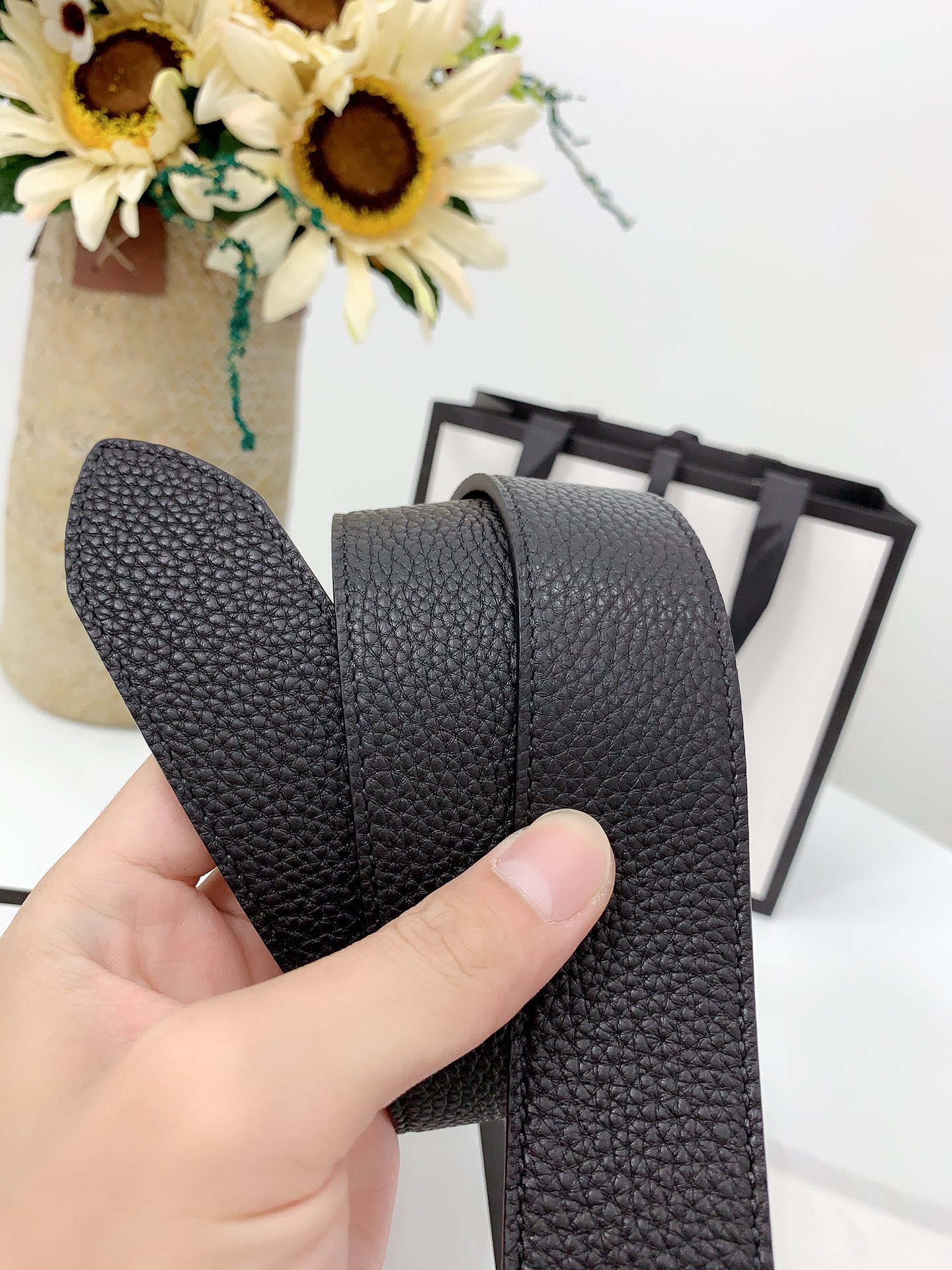 Basic Belt Cow Leather Black M