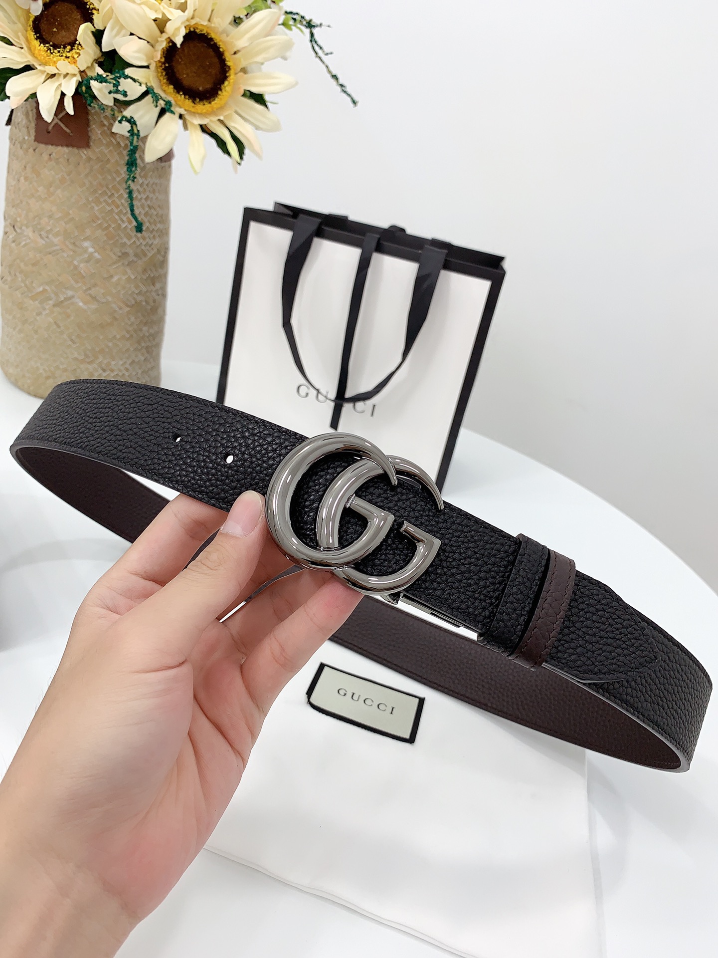 Basic Belt Cow Leather Black M