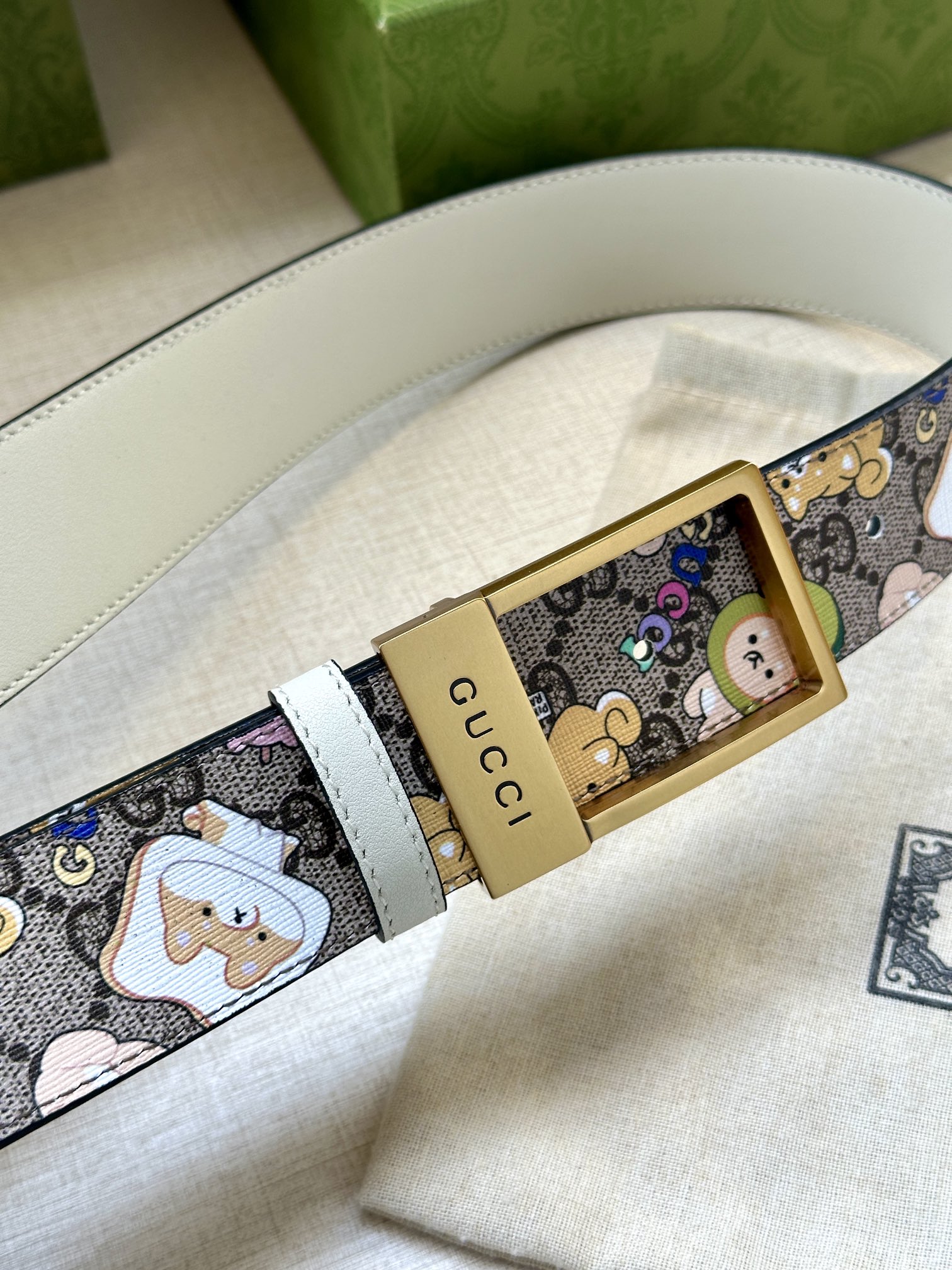 Gucci Canvas Belt Canvas Beige S-m