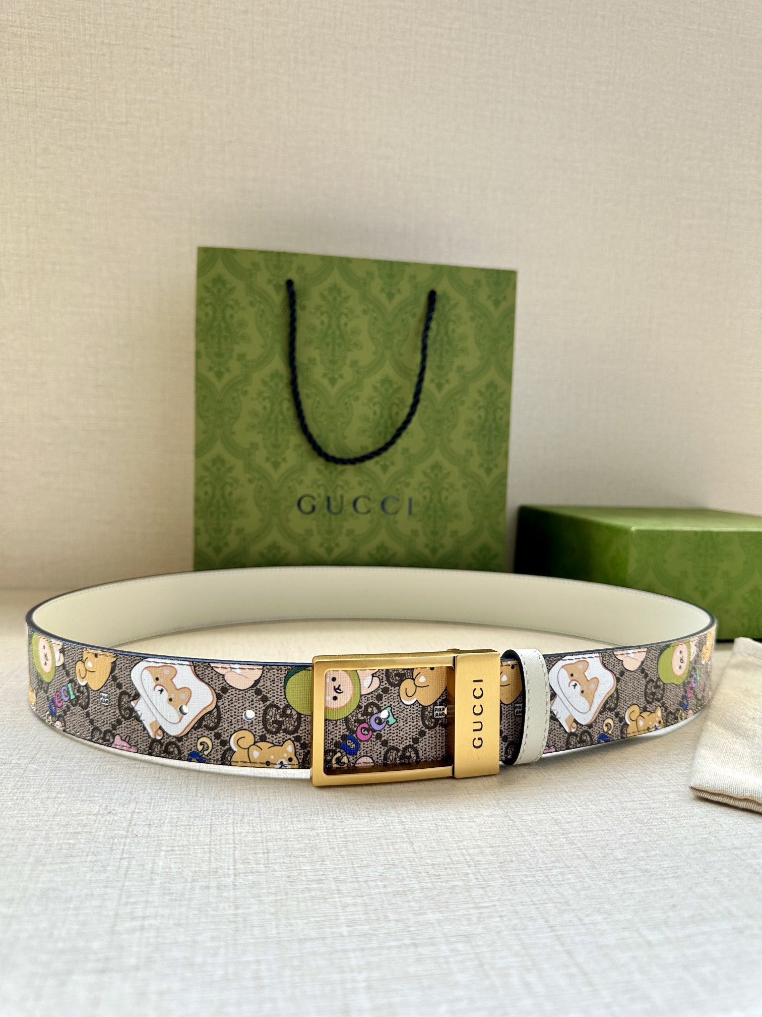 Gucci Canvas Belt Canvas Beige S-m