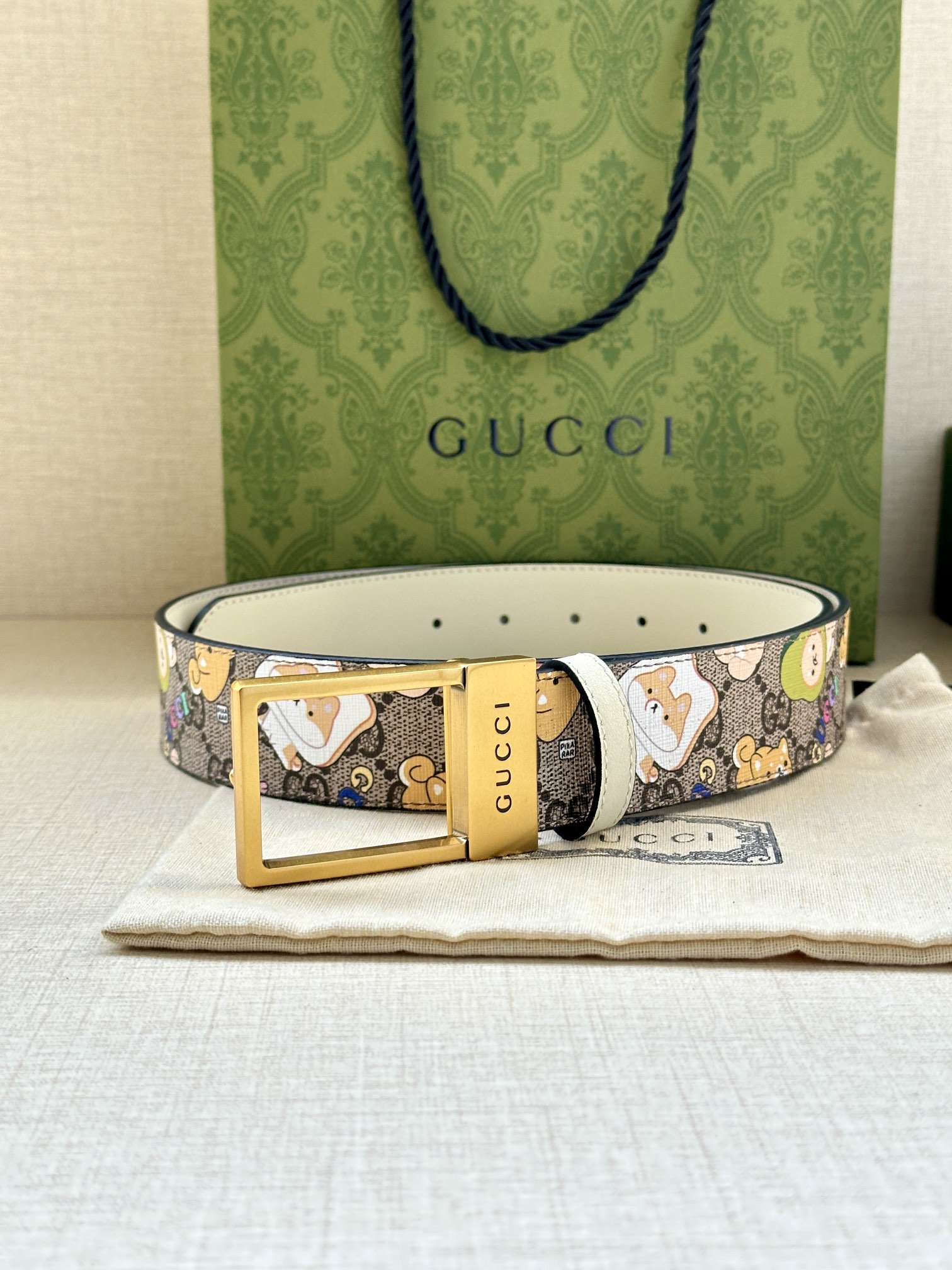 Gucci Canvas Belt Canvas Beige S-m