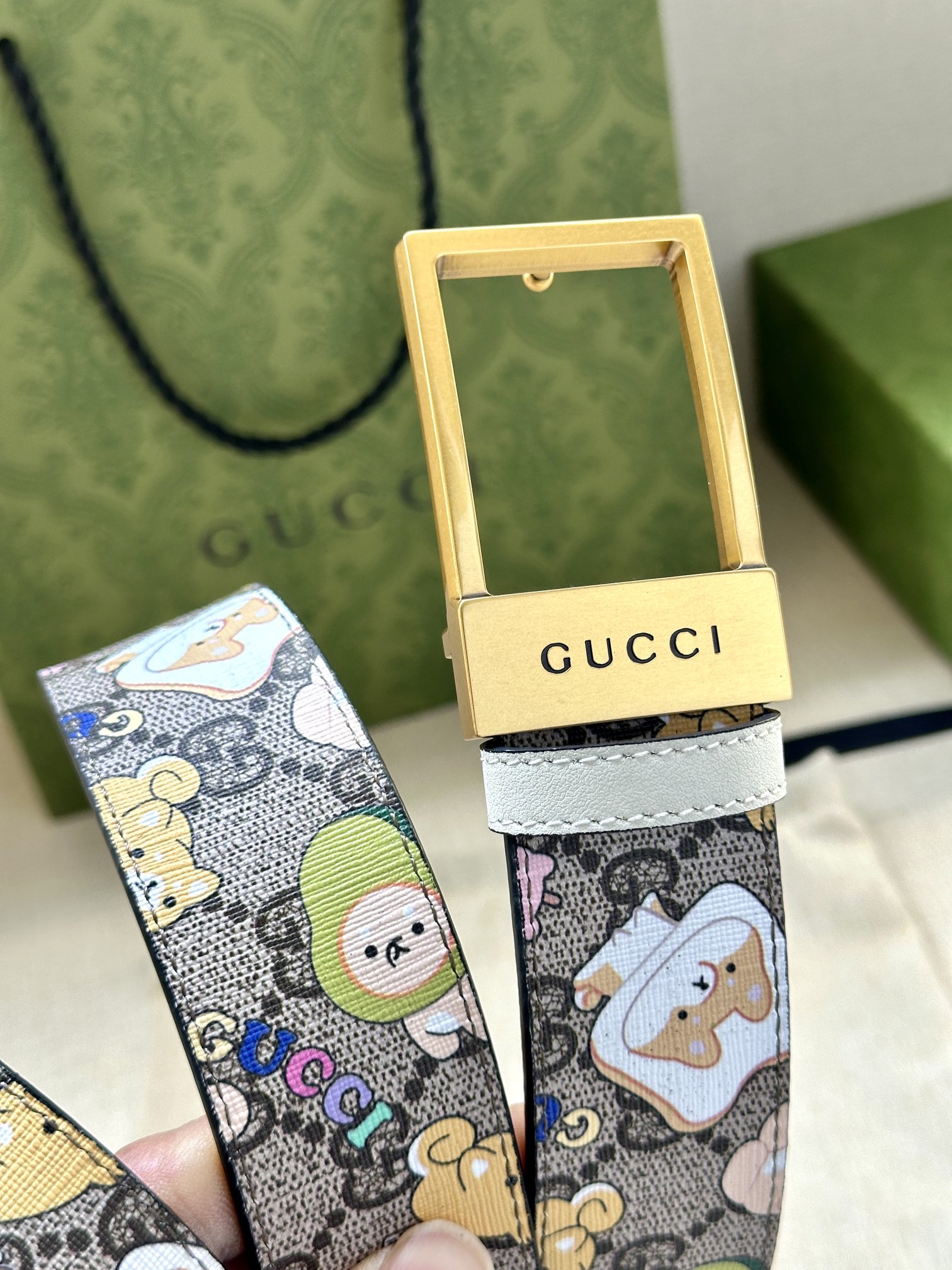 Gucci Canvas Belt Canvas Beige S-m