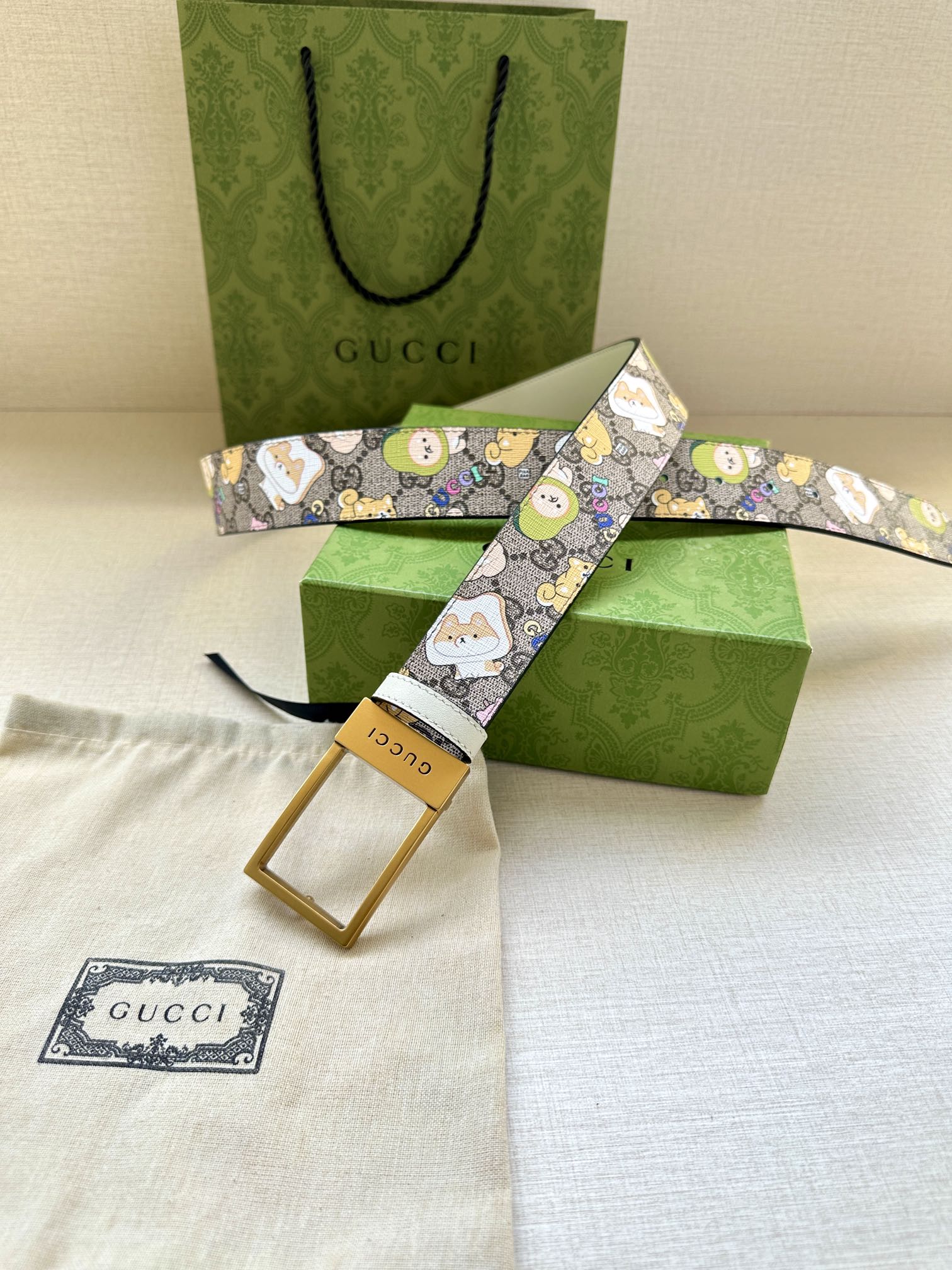 Gucci Canvas Belt Canvas Beige S-m