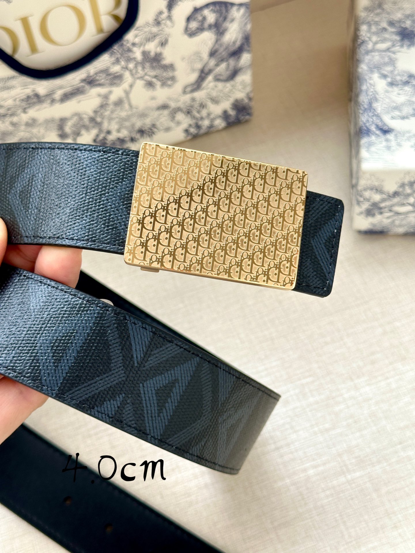 Dior Basic Belt Cow Leather Blue Adjustable M