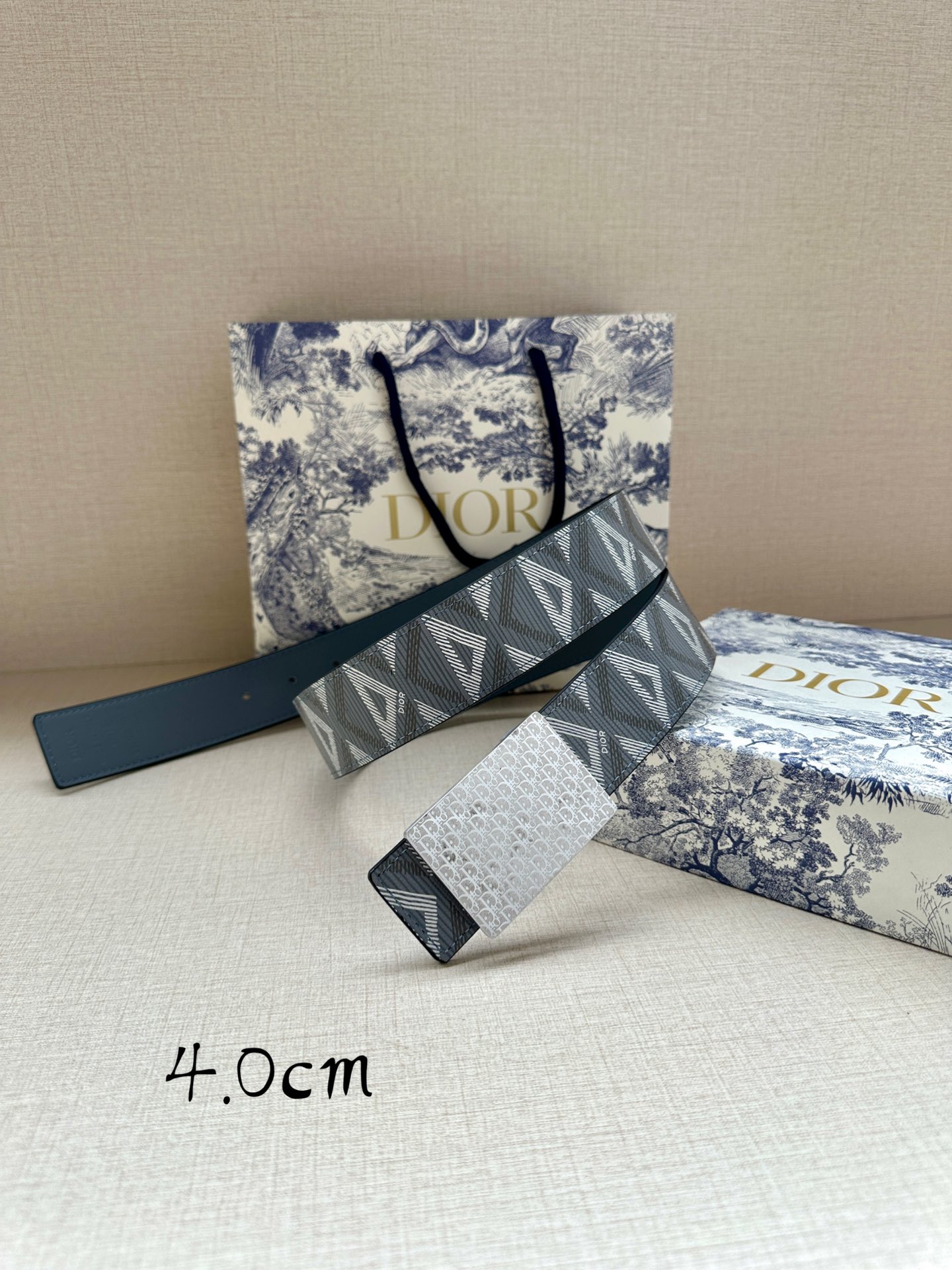 Dior Basic Belt Cow Leather Gray Adjustable M