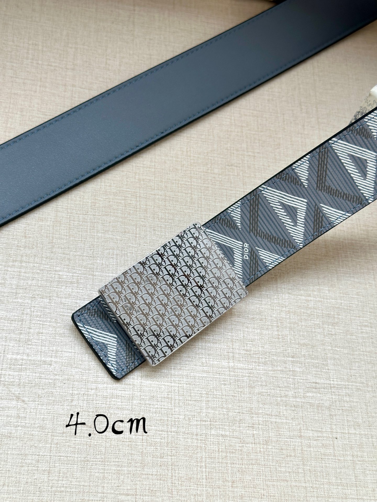 Dior Basic Belt Cow Leather Gray Adjustable M