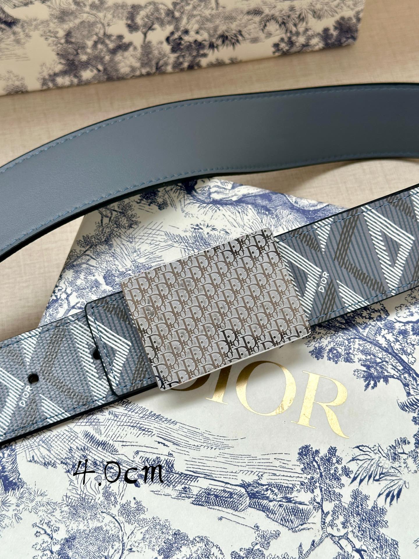 Dior Basic Belt Cow Leather Gray Adjustable M