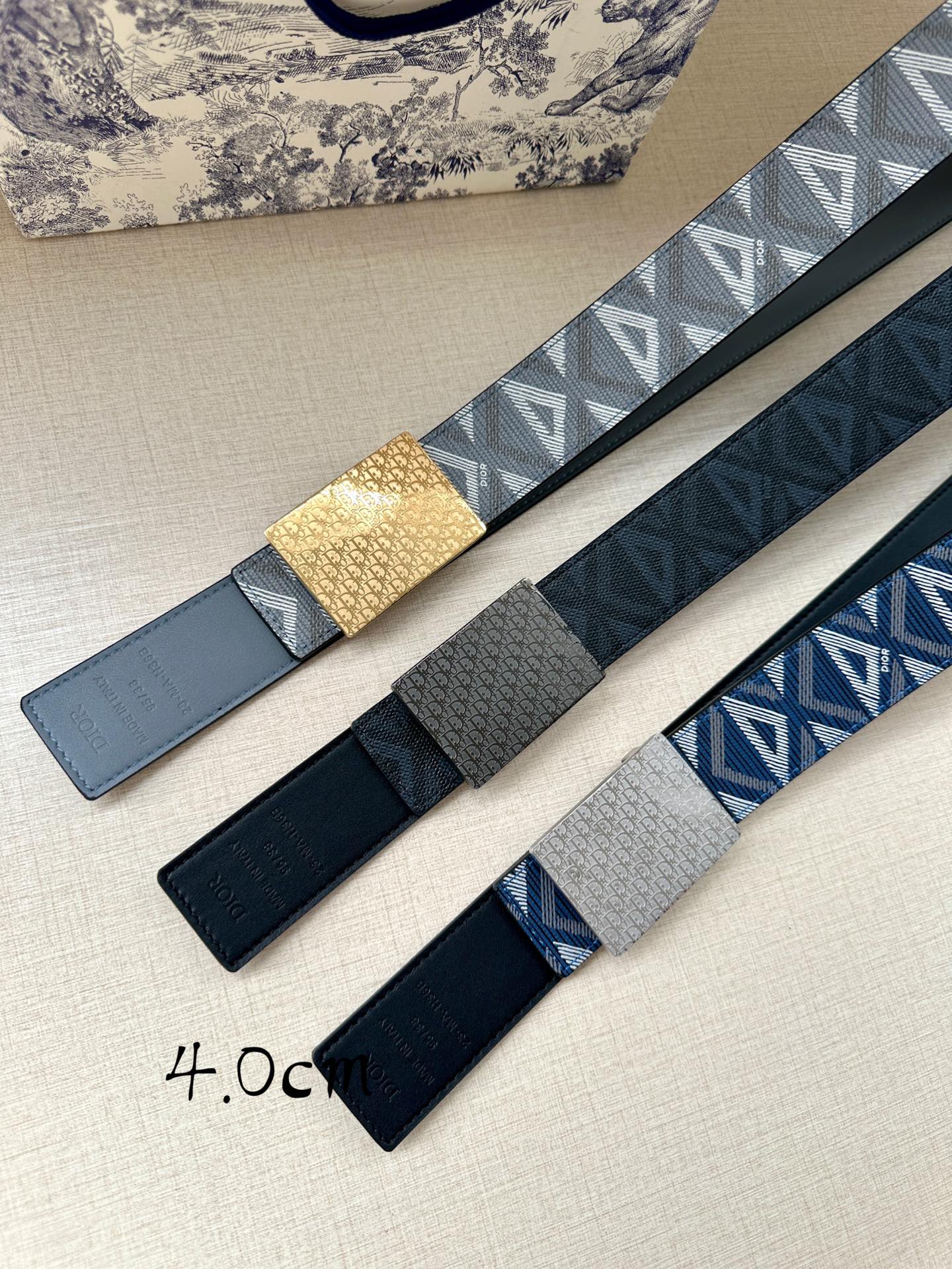 Dior Basic Belt Cow Leather Gray Adjustable M