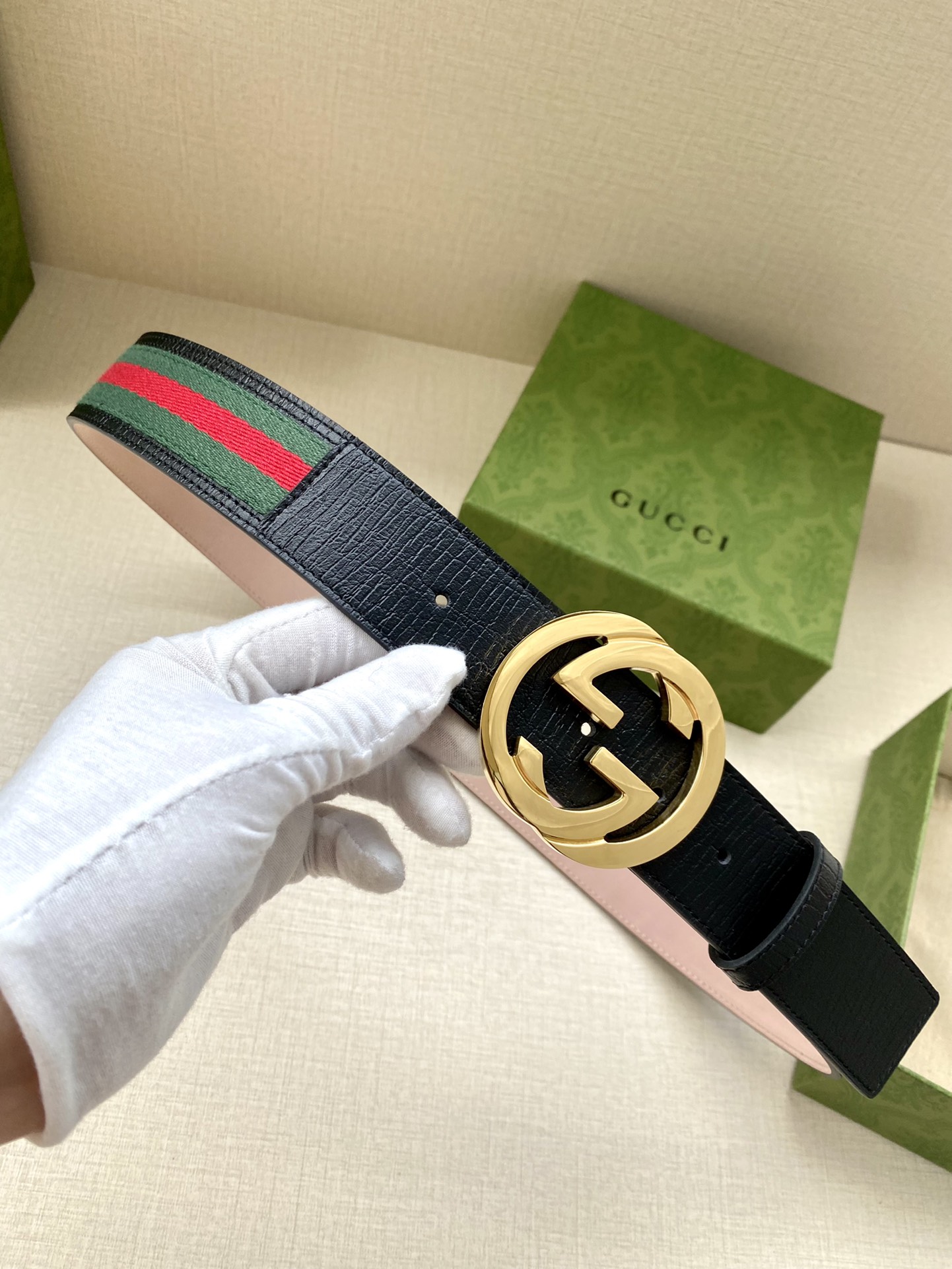 Gucci Leather Belt Top Grain Leather Black M