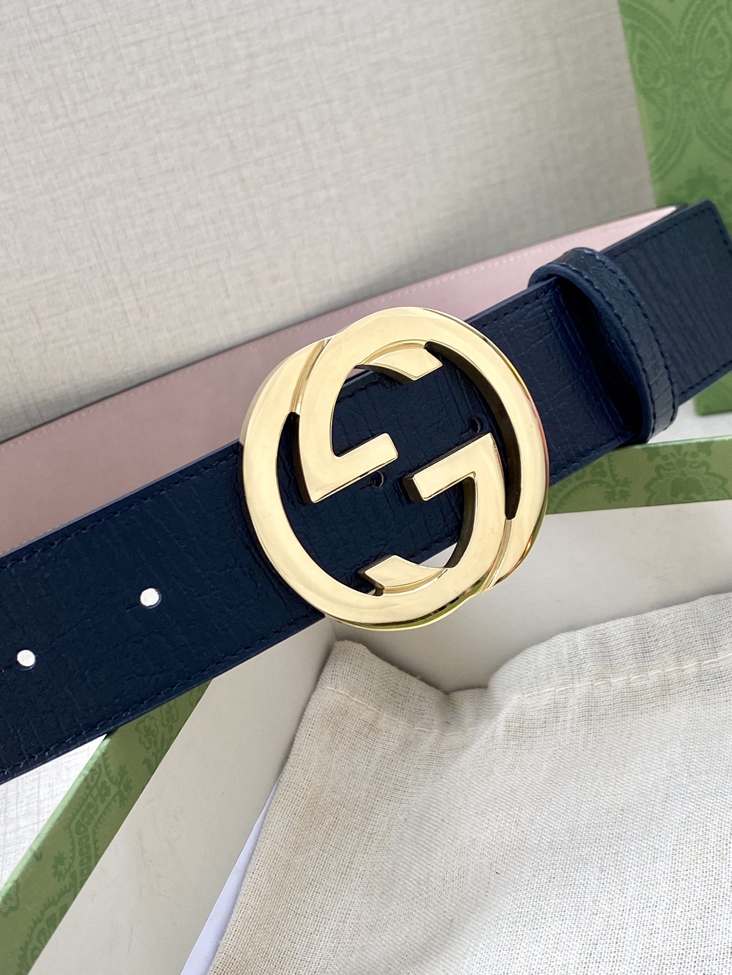Gucci Leather Belt Top Grain Leather Black M