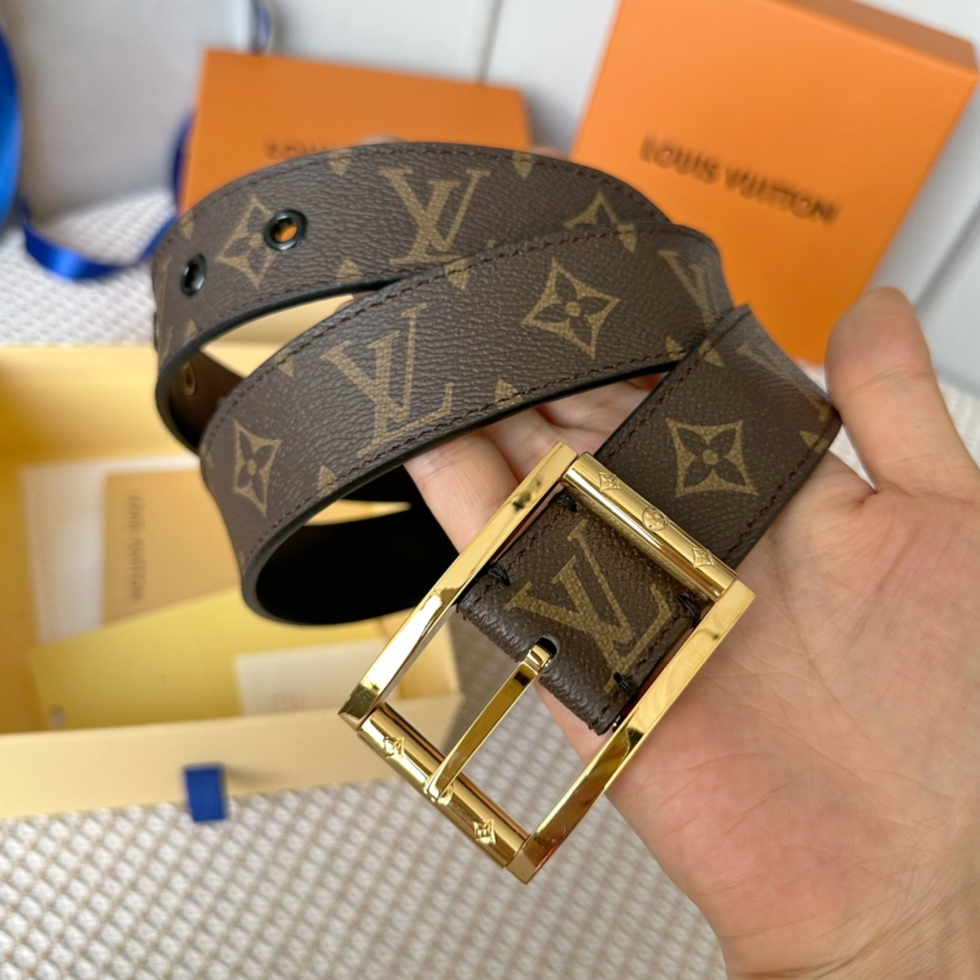 Louis Vuitton Male Basic Belt Cow Leather 35mm-l-s