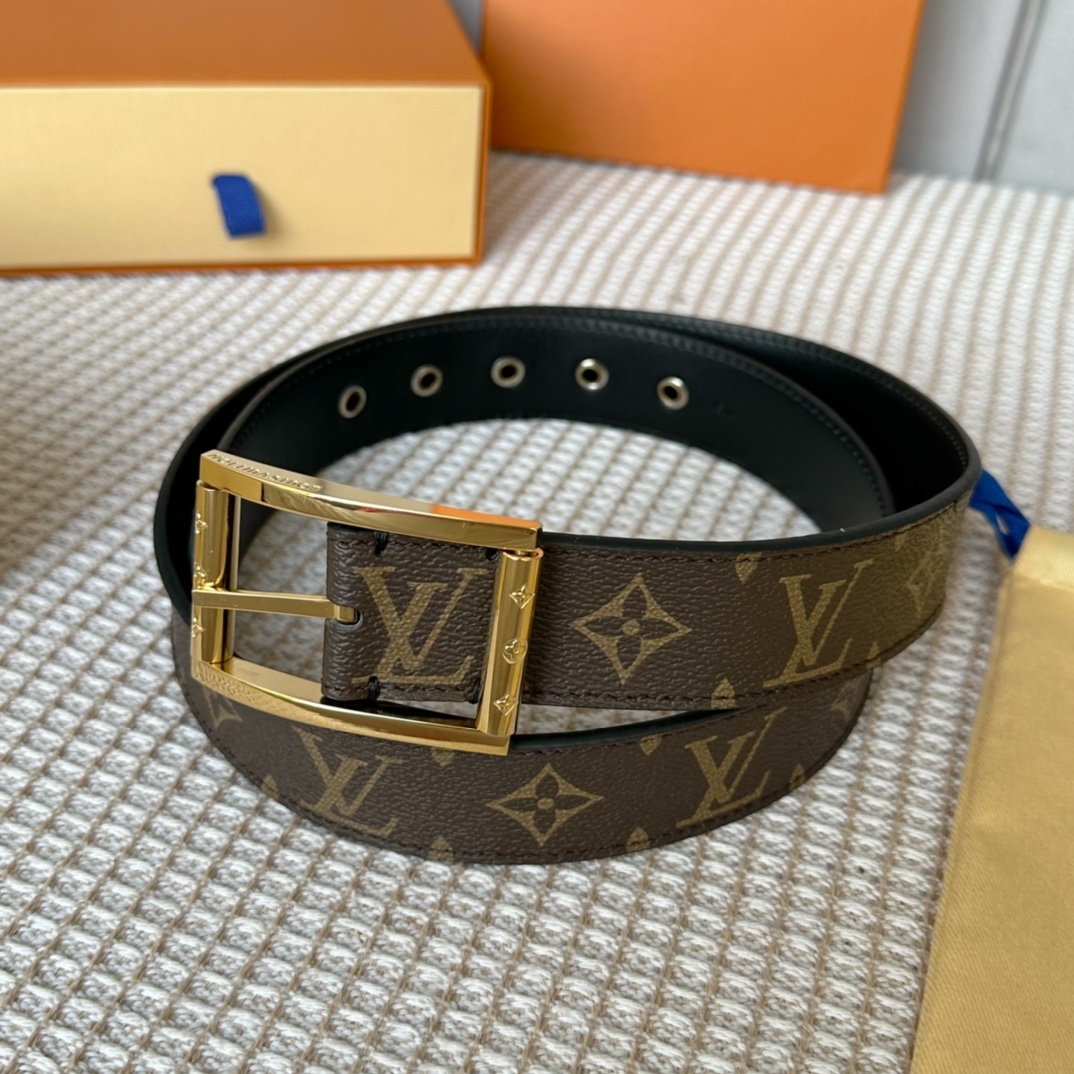 Louis Vuitton Male Basic Belt Cow Leather 35mm-l-s