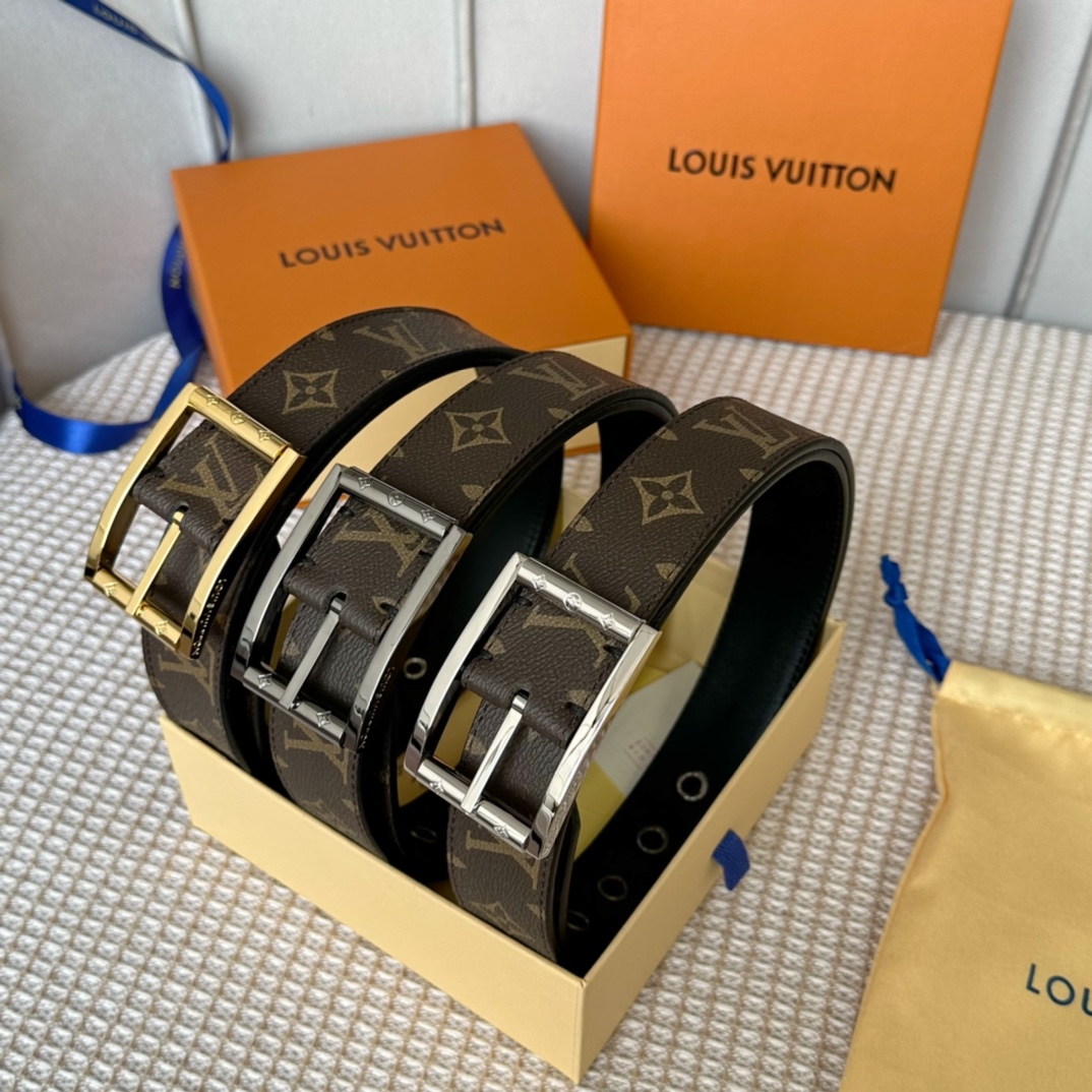 Louis Vuitton Male Basic Belt Cow Leather 35mm-l-s