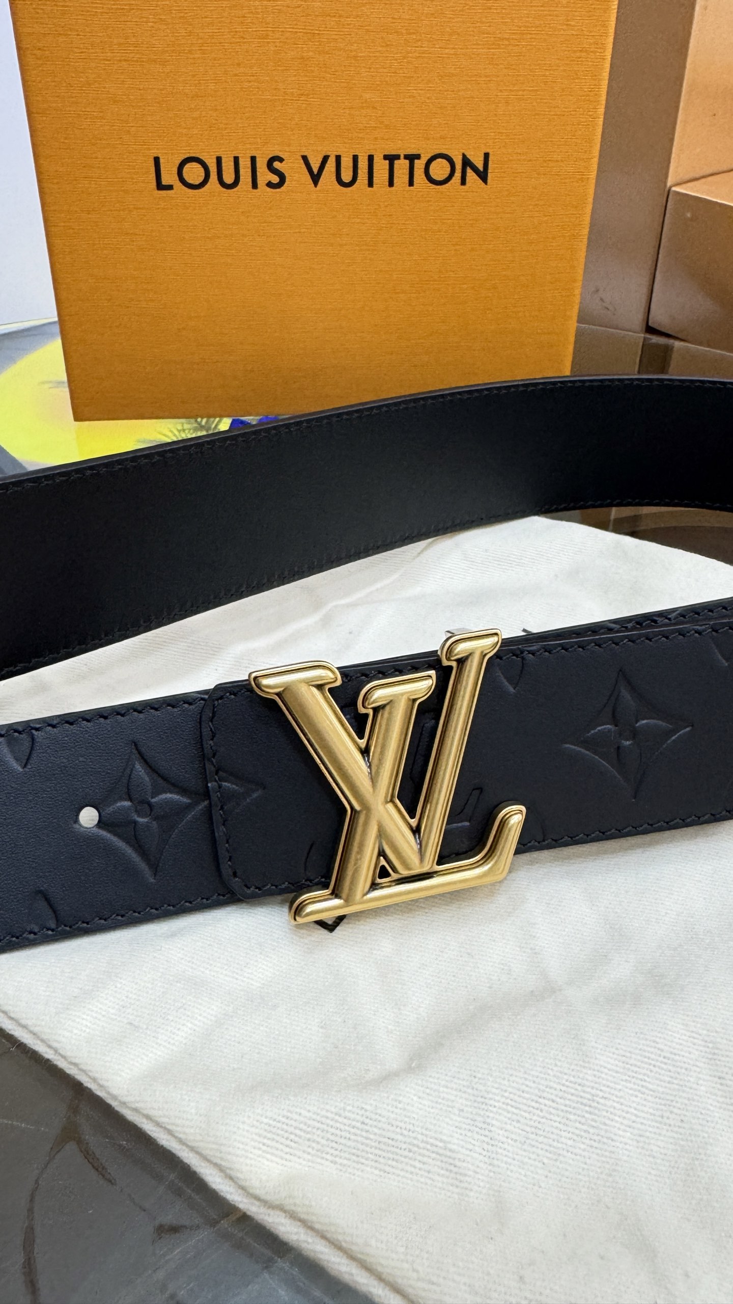Louis Vuitton Male Basic Belt Cow Leather Black S-m-l