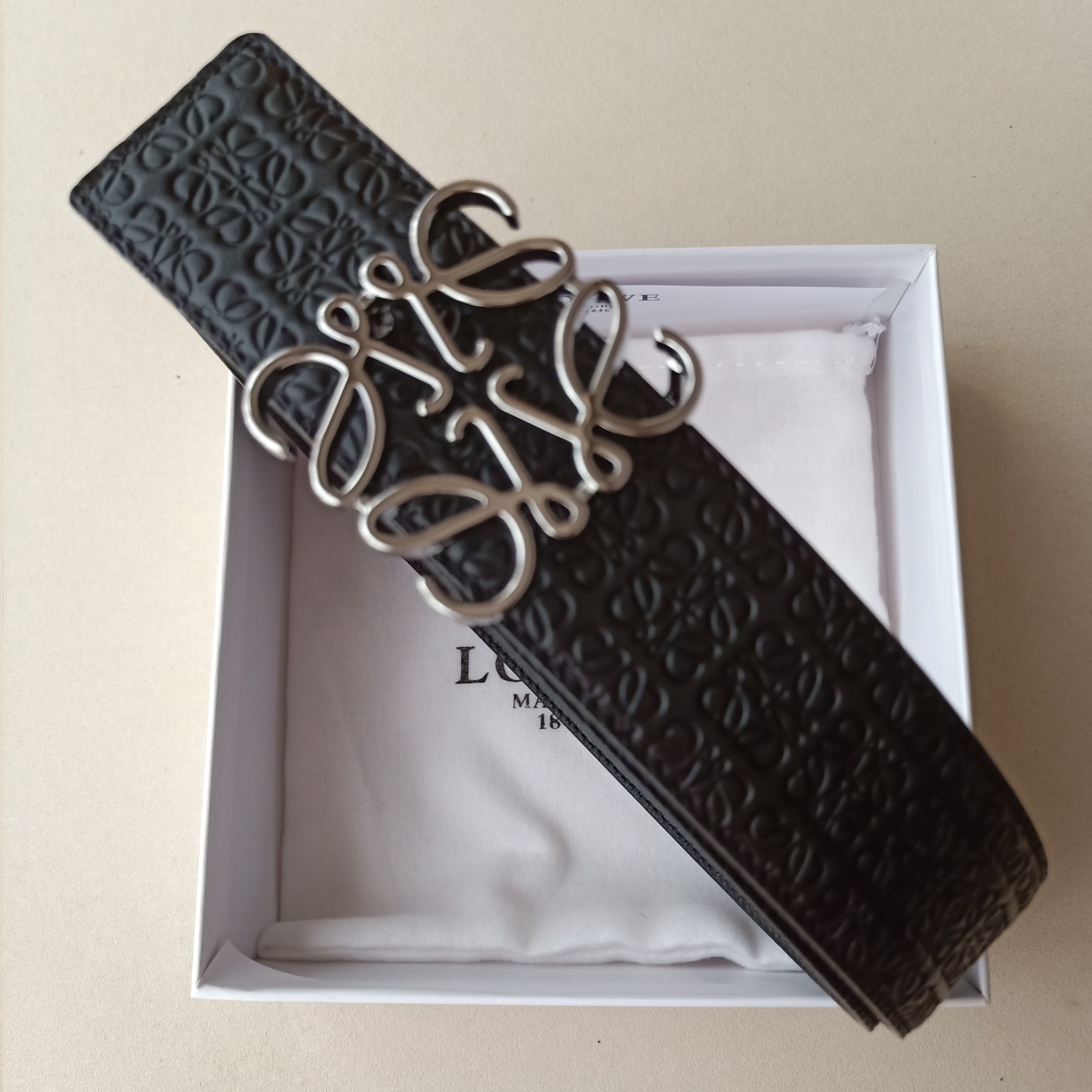 Loewe Male Leather Belt Top Grain Leather 38mm