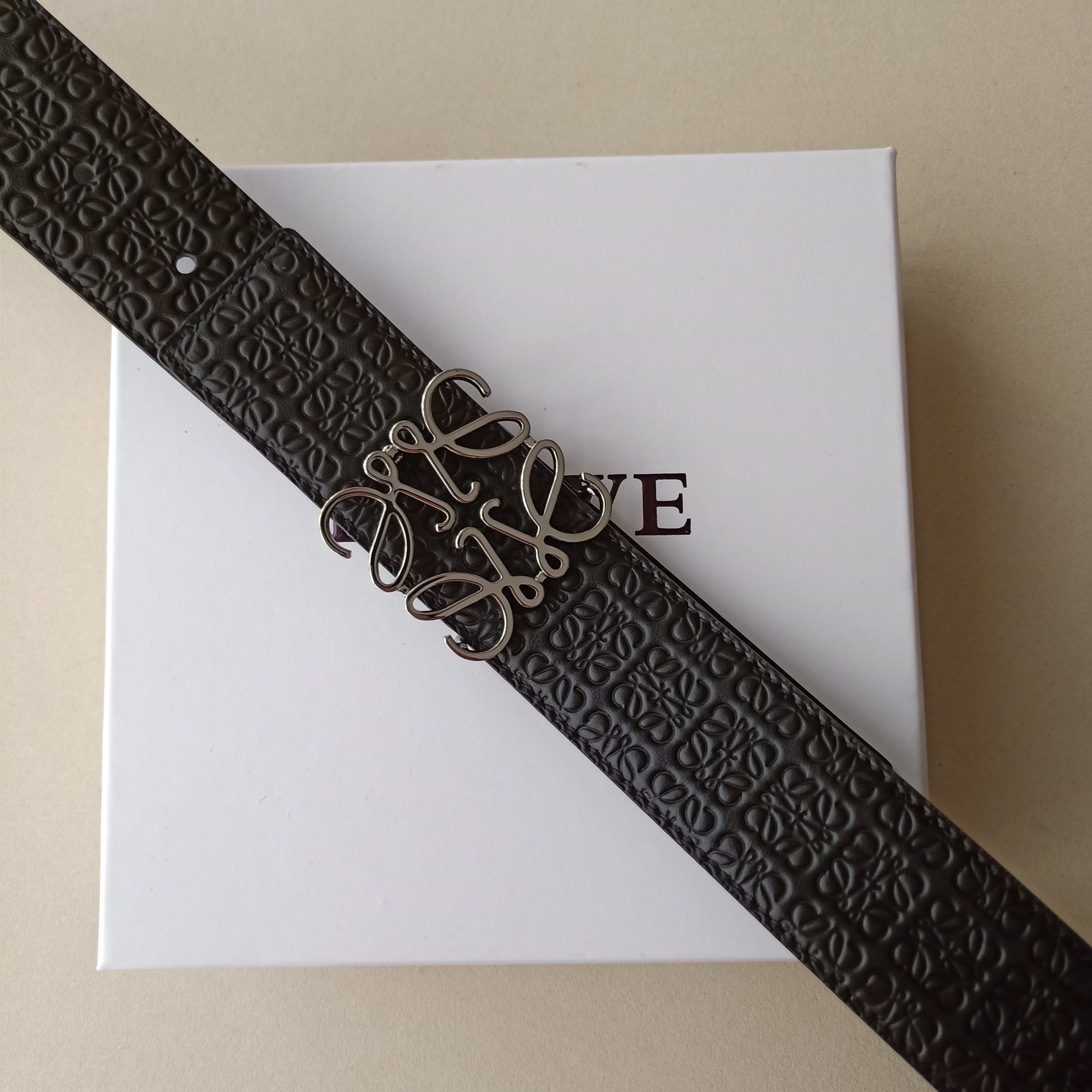 Loewe Male Leather Belt Top Grain Leather 38mm