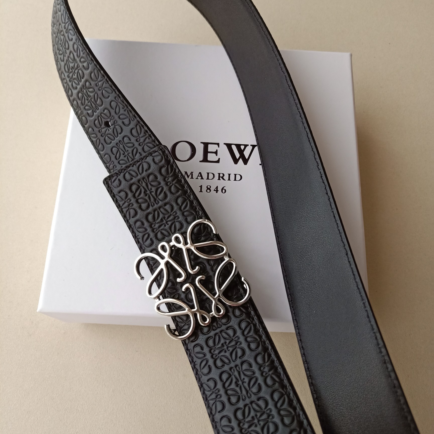Loewe Male Leather Belt Top Grain Leather 38mm