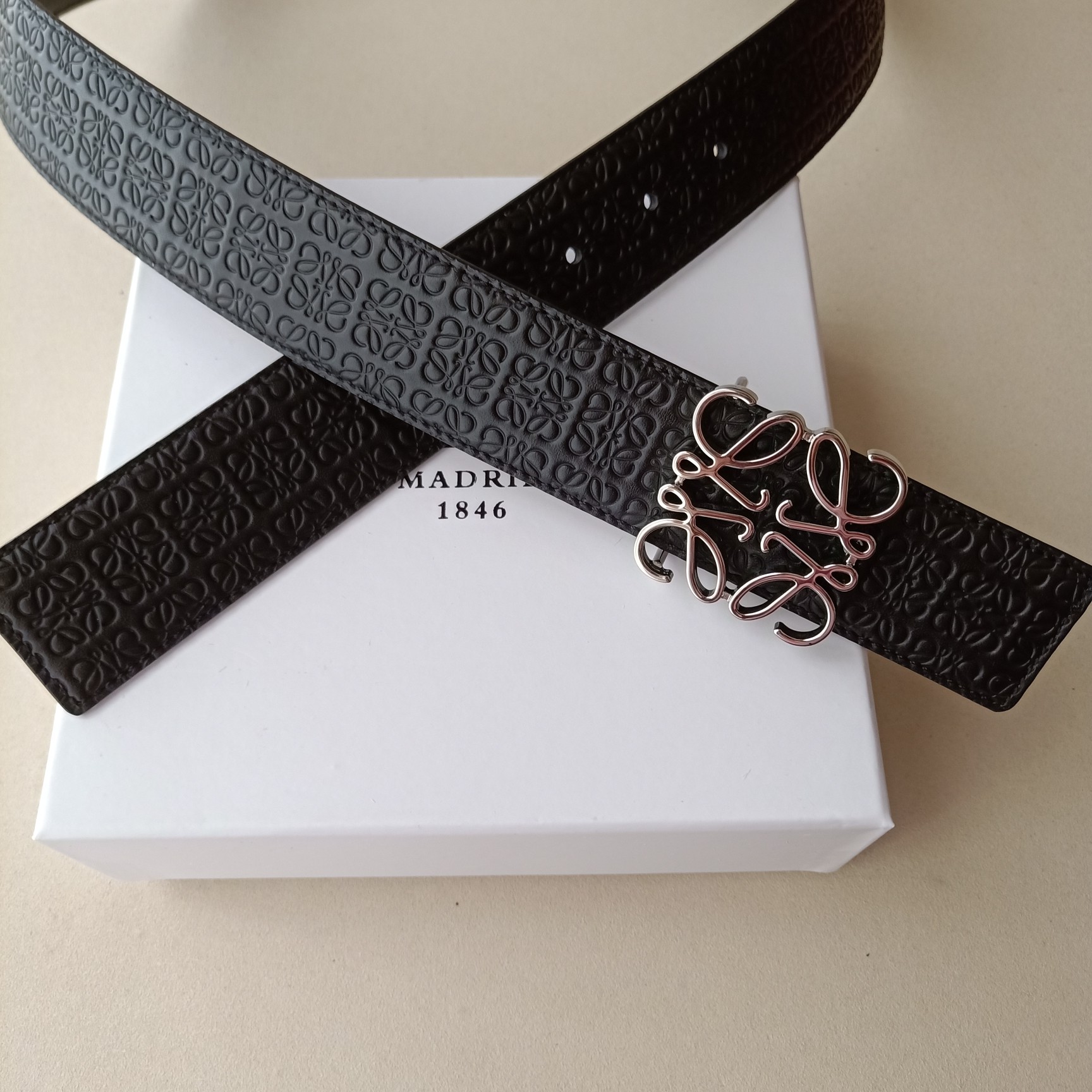 Loewe Male Leather Belt Top Grain Leather 38mm