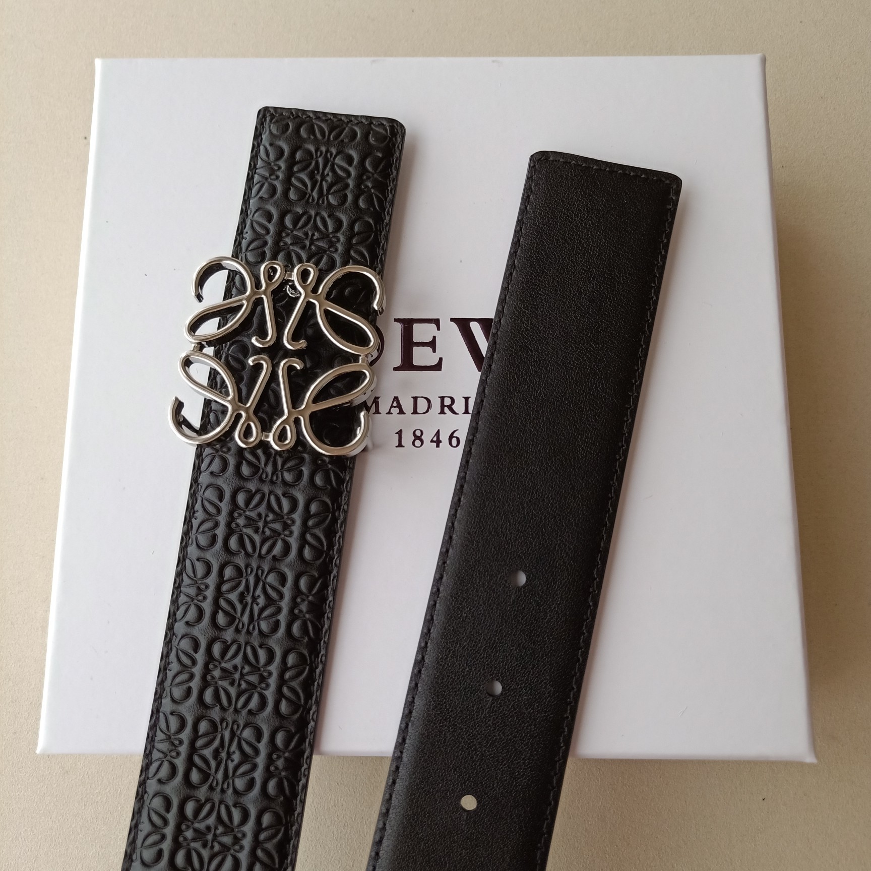 Loewe Male Leather Belt Top Grain Leather 38mm