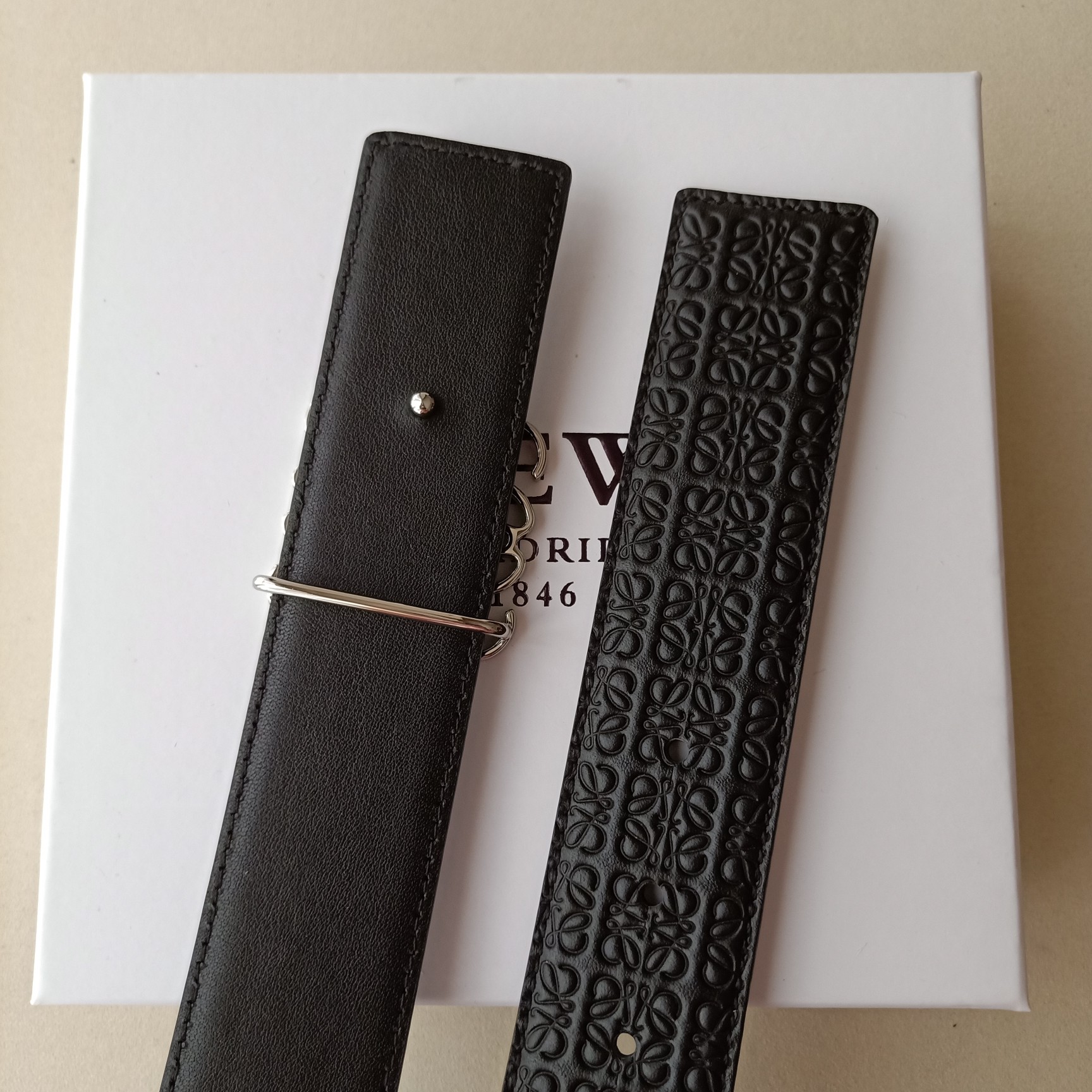 Loewe Male Leather Belt Top Grain Leather 38mm