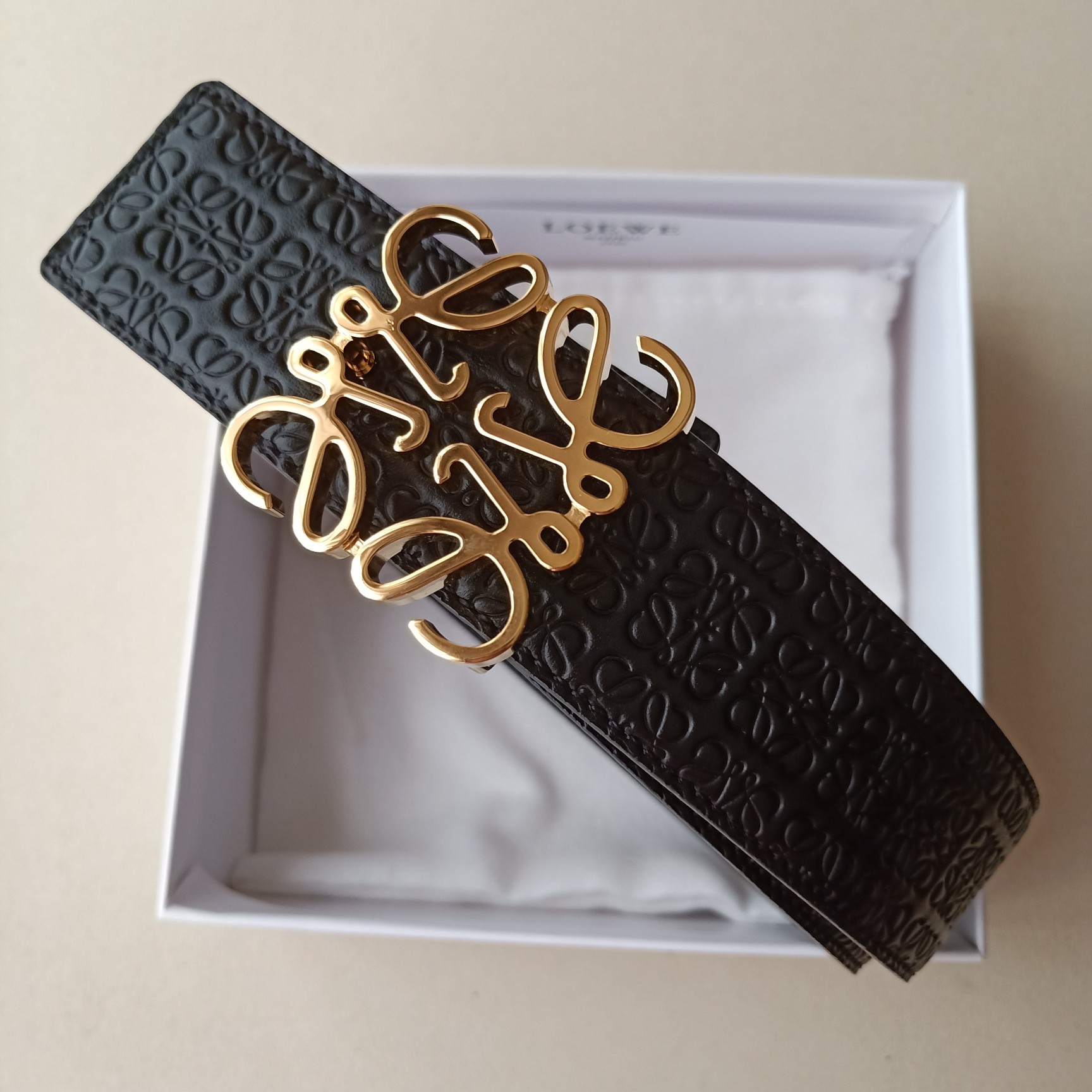 Loewe Male Leather Belt Top Grain Leather 38mm