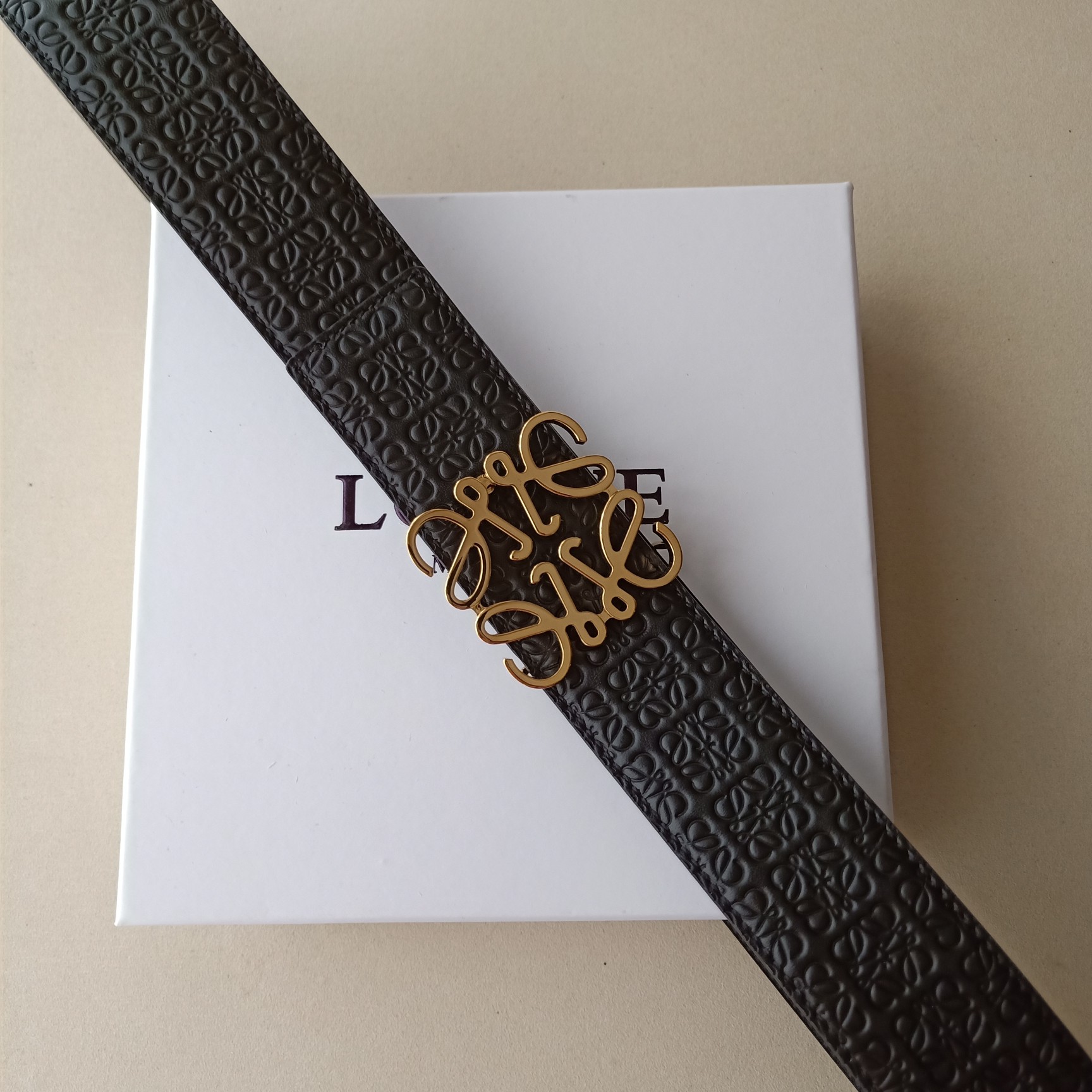 Loewe Male Leather Belt Top Grain Leather 38mm