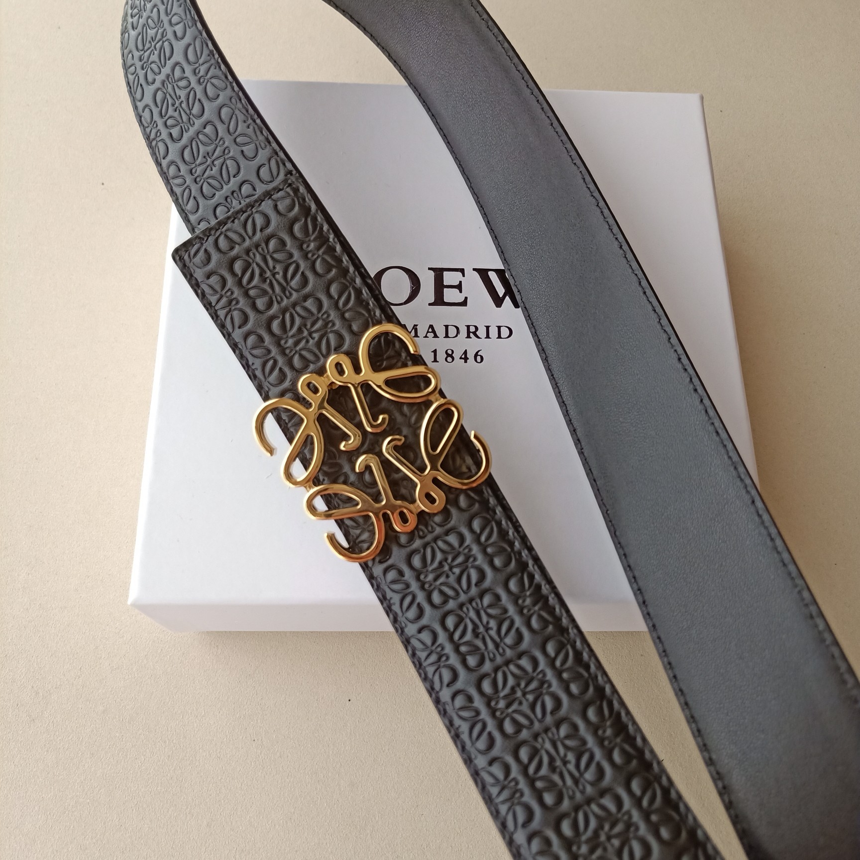 Loewe Male Leather Belt Top Grain Leather 38mm