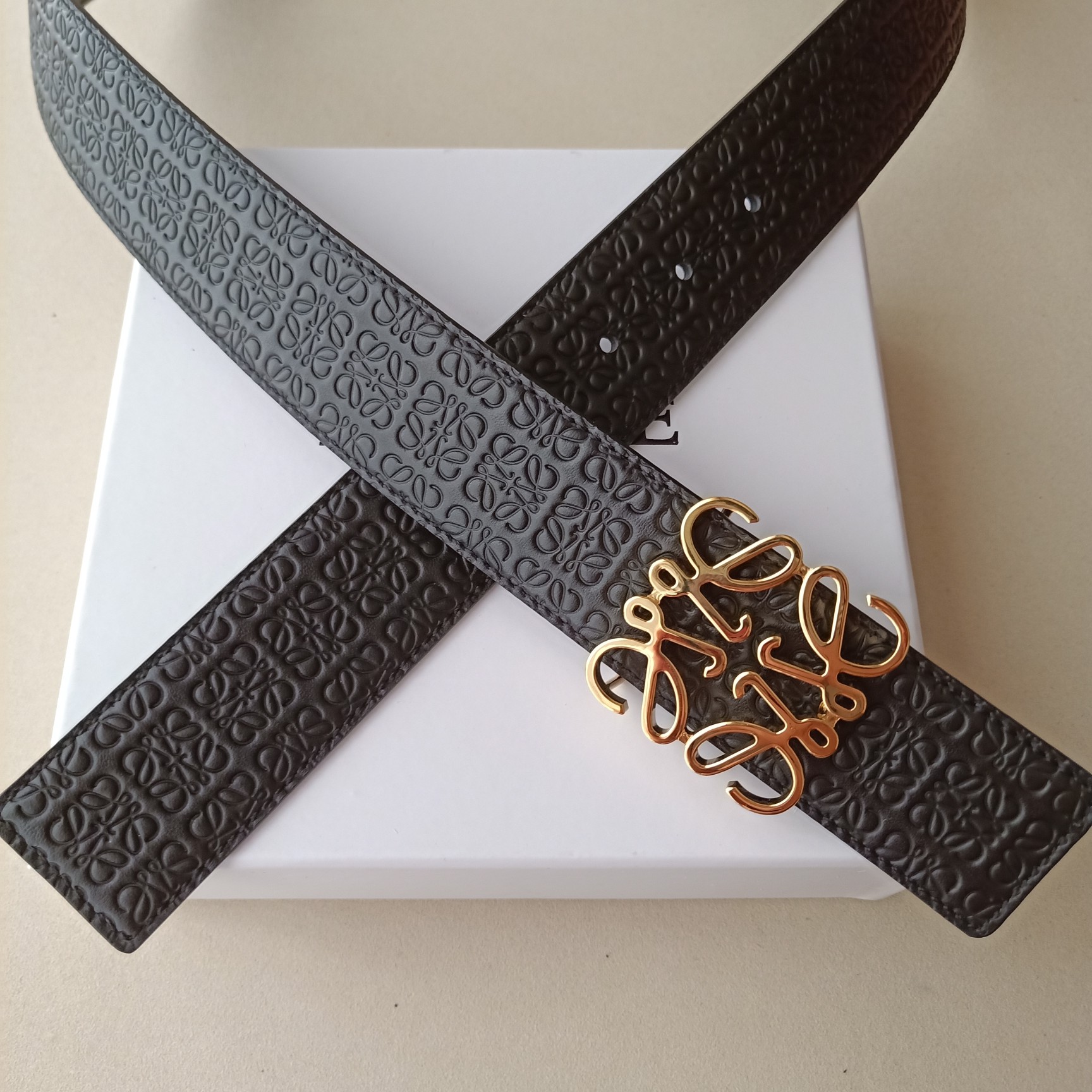Loewe Male Leather Belt Top Grain Leather 38mm