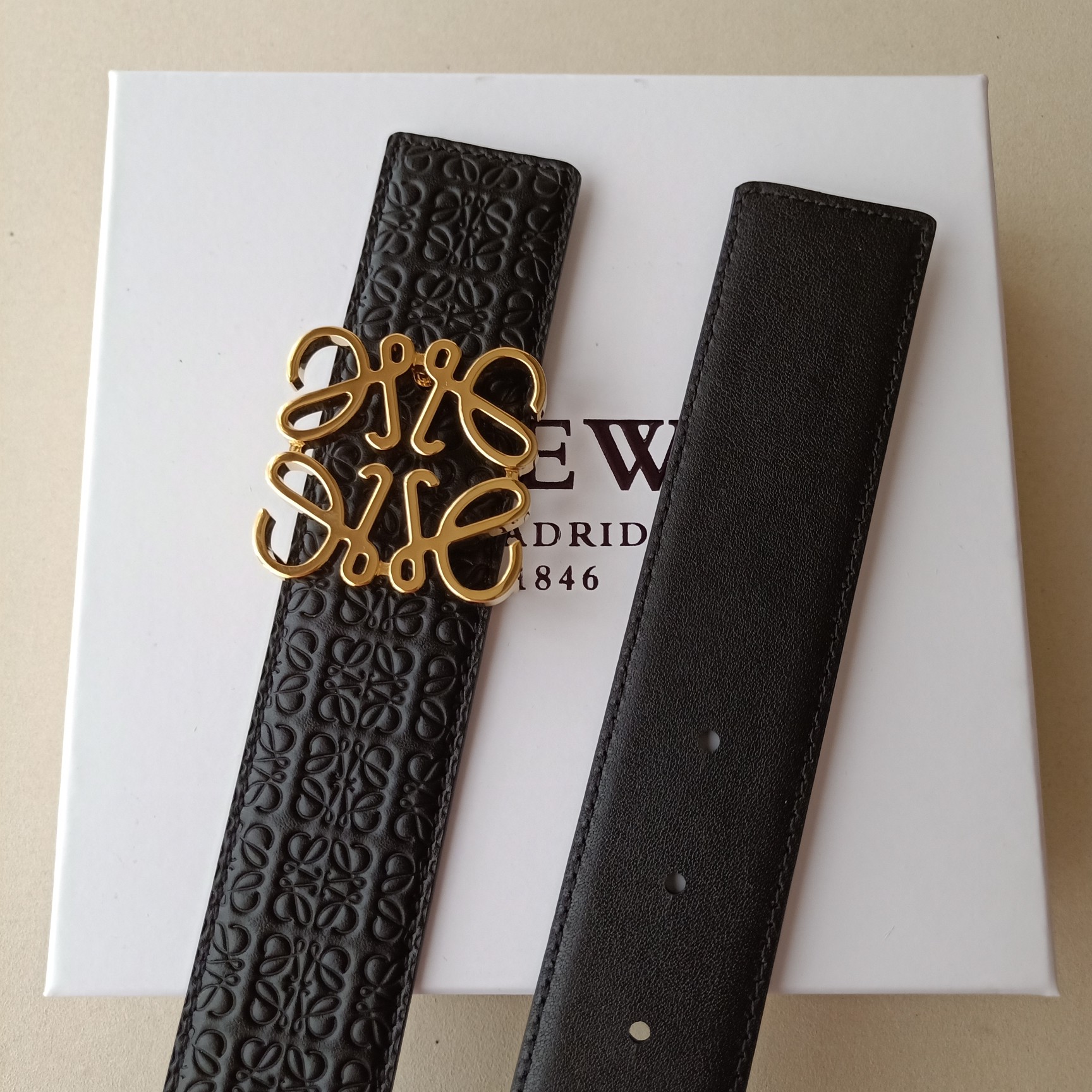 Loewe Male Leather Belt Top Grain Leather 38mm