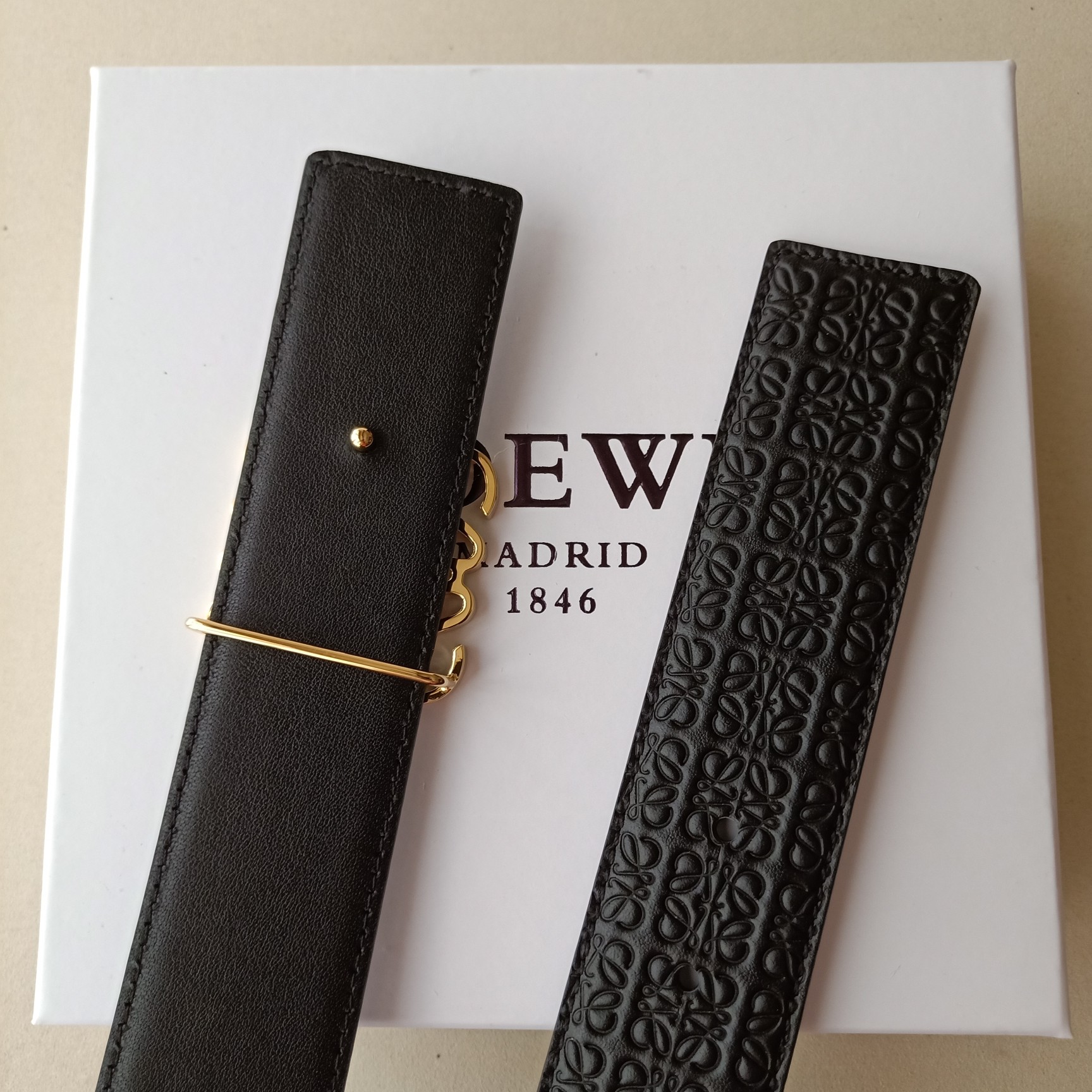 Loewe Male Leather Belt Top Grain Leather 38mm