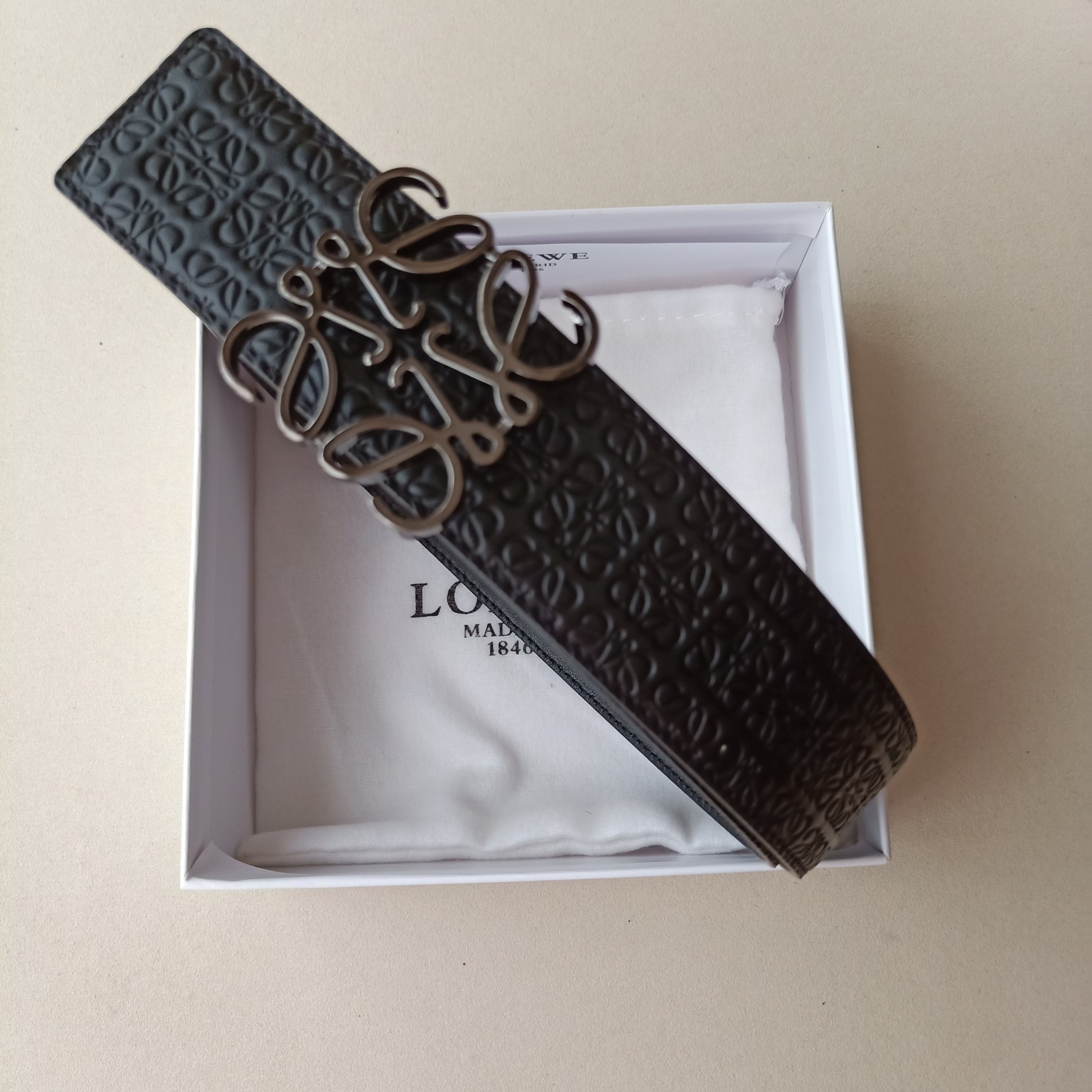 Loewe Male Leather Belt Top Grain Leather 38mm
