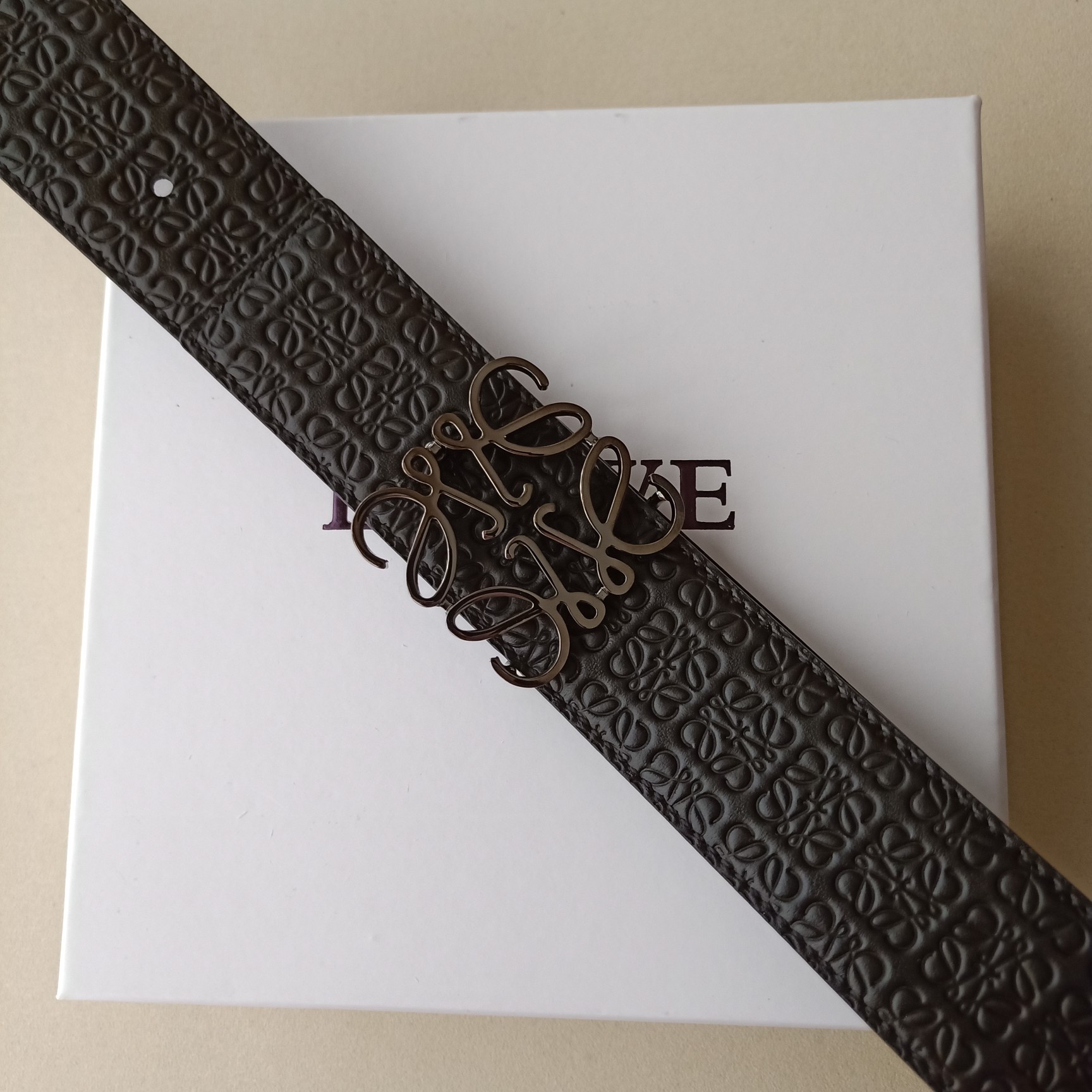 Loewe Male Leather Belt Top Grain Leather 38mm