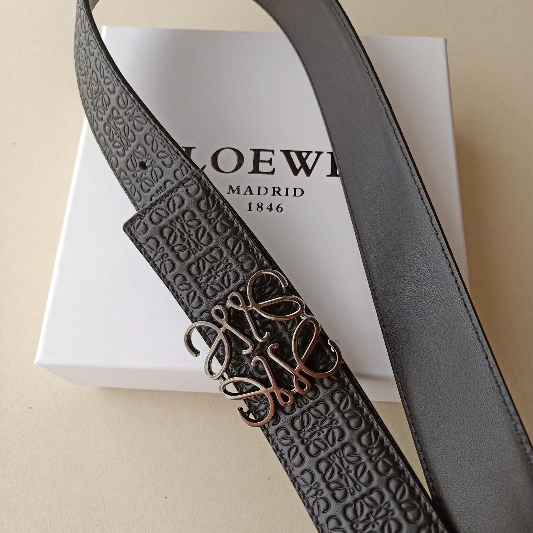 Loewe Male Leather Belt Top Grain Leather 38mm