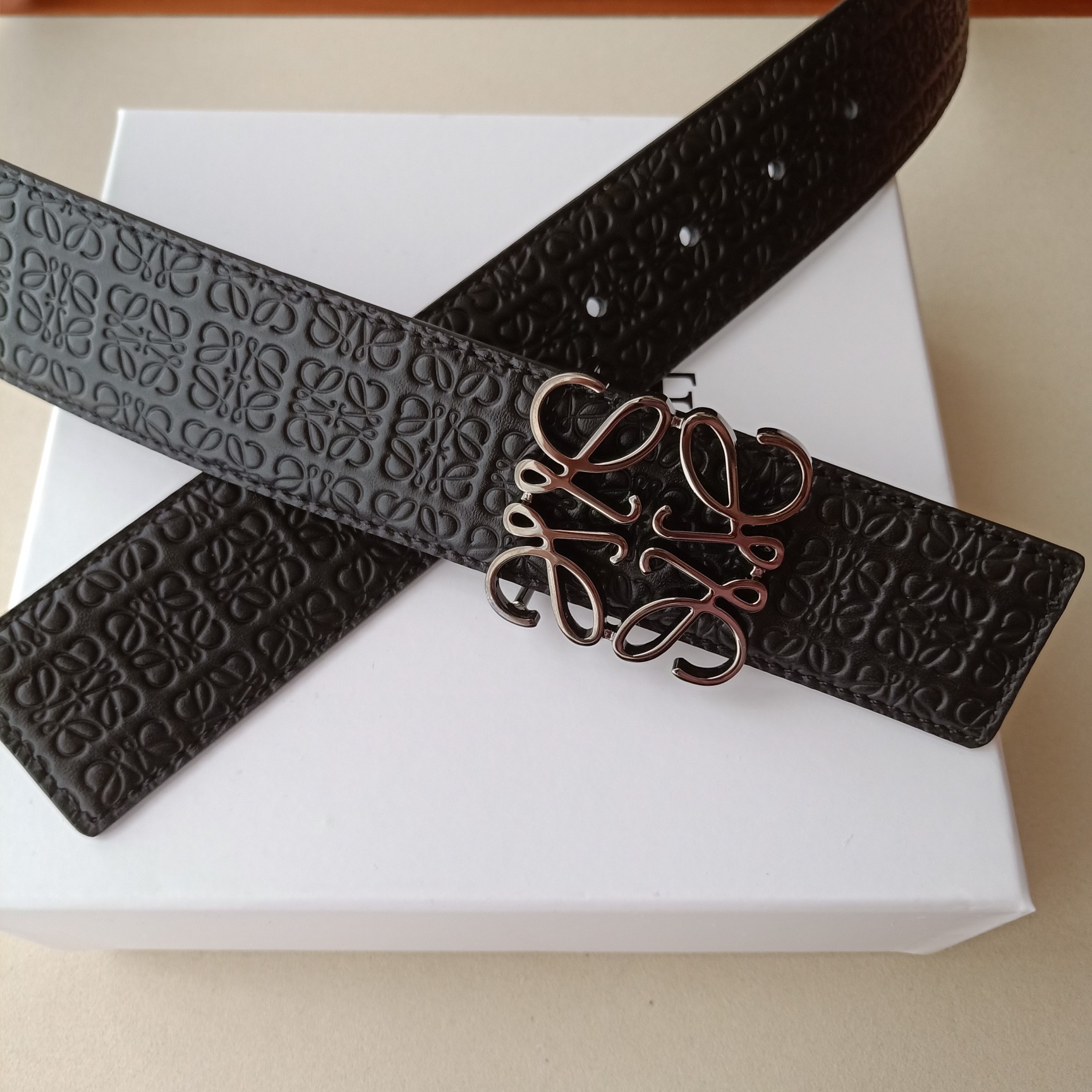 Loewe Male Leather Belt Top Grain Leather 38mm