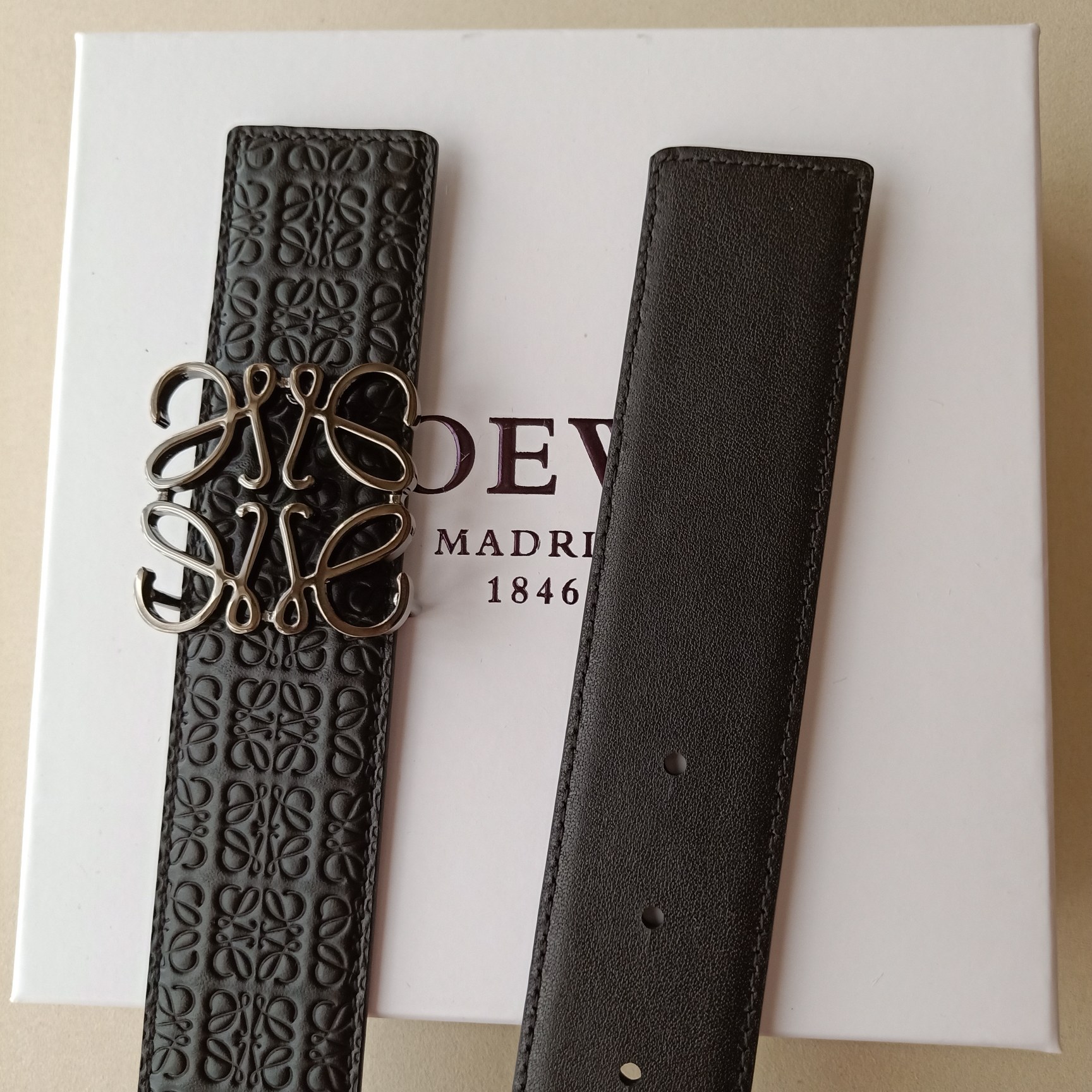 Loewe Male Leather Belt Top Grain Leather 38mm