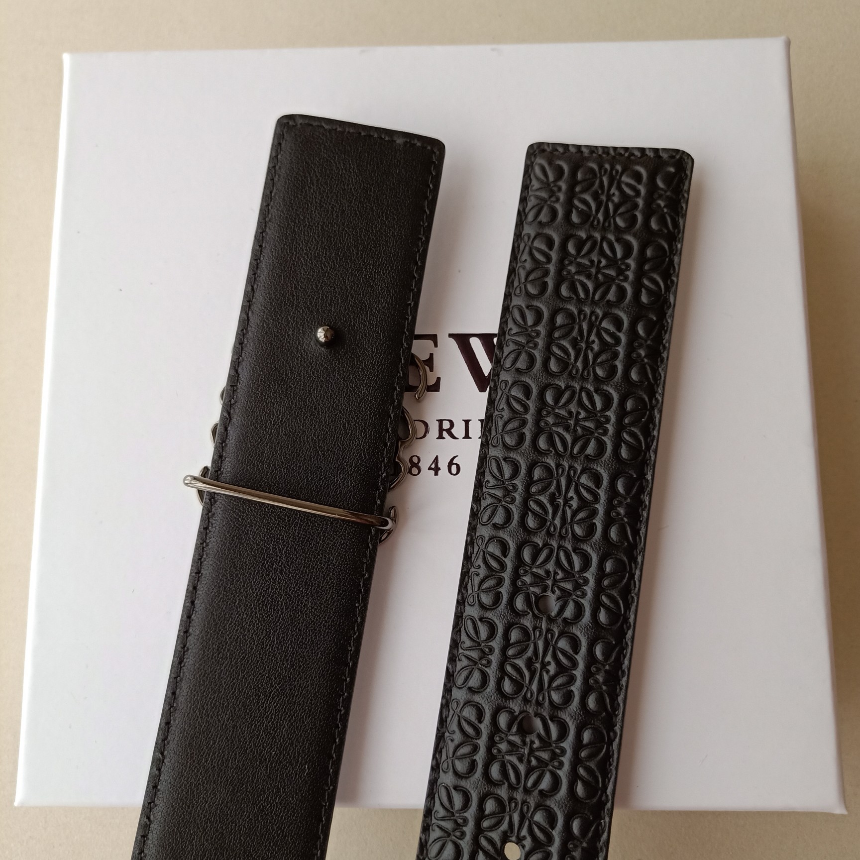 Loewe Male Leather Belt Top Grain Leather 38mm