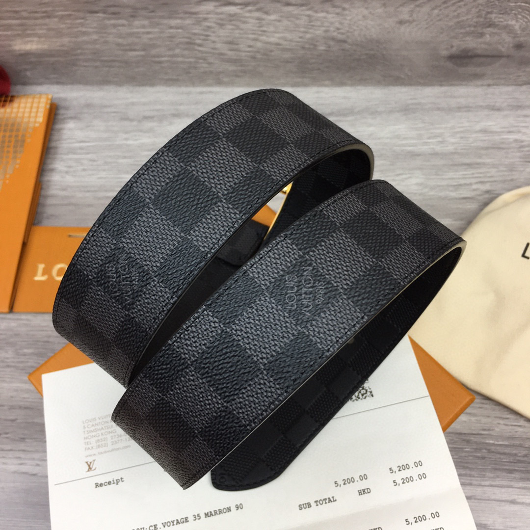 Louis Vuitton Male Basic Belt Cow Leather Black M