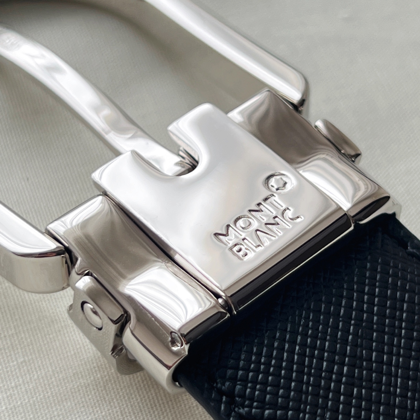 Montblanc Leather Belt Cow Leather Black Adjustable M