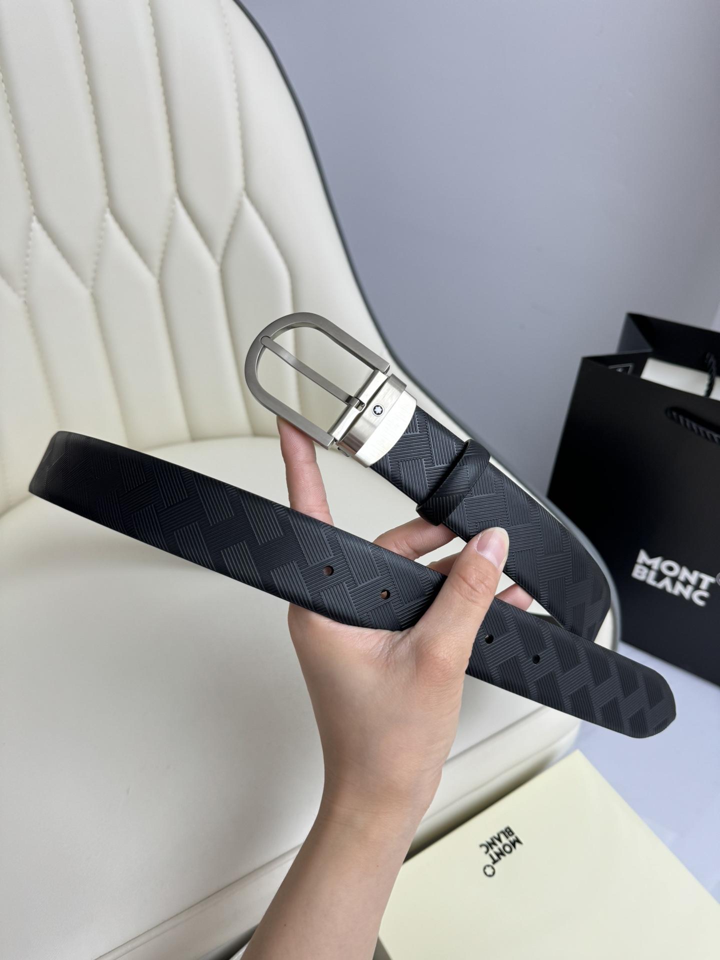 Montblanc Male Leather Belt Top Grain Leather M-l