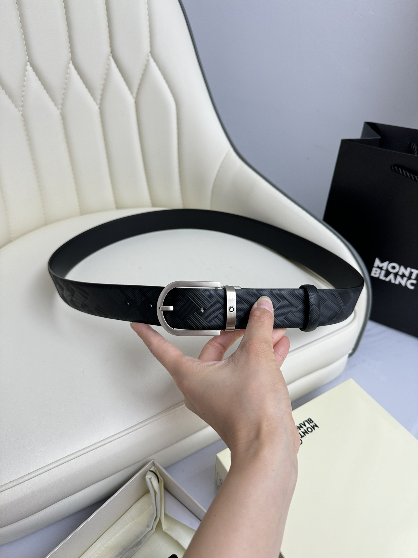 Montblanc Male Leather Belt Top Grain Leather M-l