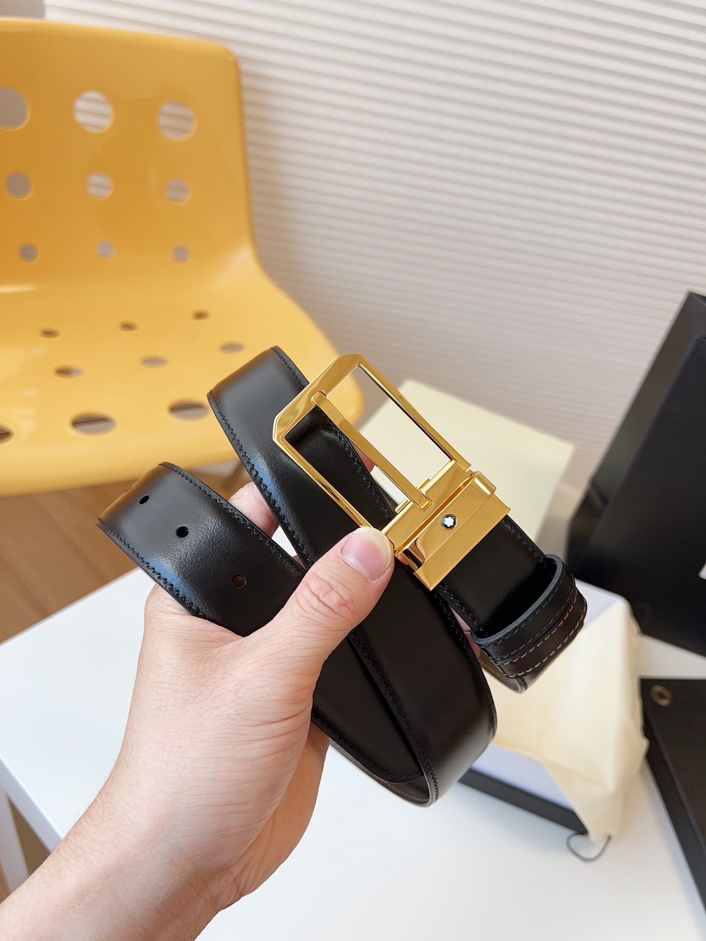 Montblanc Male Leather Belt Top Grain Leather M-l