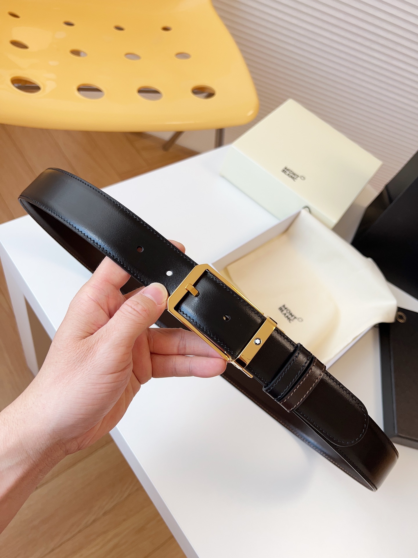 Montblanc Male Leather Belt Top Grain Leather M-l