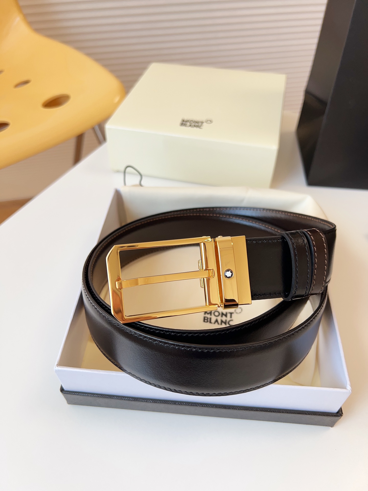 Montblanc Male Leather Belt Top Grain Leather M-l