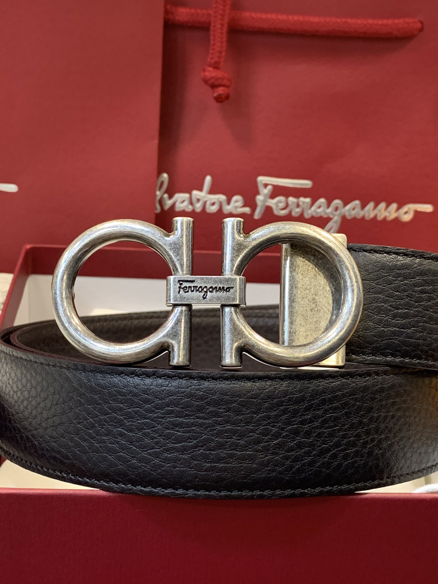 Salvatore Ferragamo Male Leather Belt Top Grain Leather