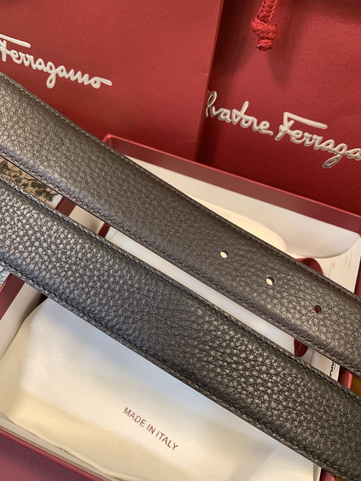 Salvatore Ferragamo Male Leather Belt Top Grain Leather