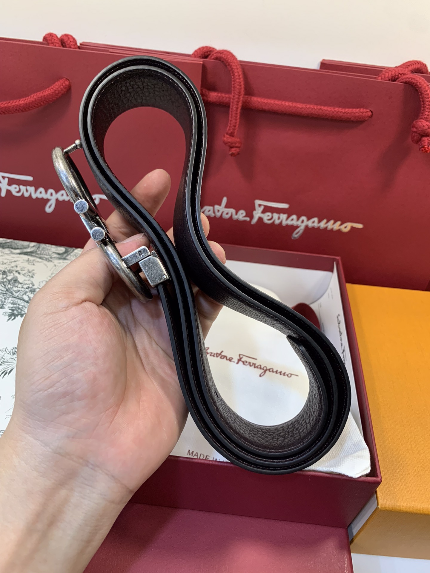 Salvatore Ferragamo Male Leather Belt Top Grain Leather